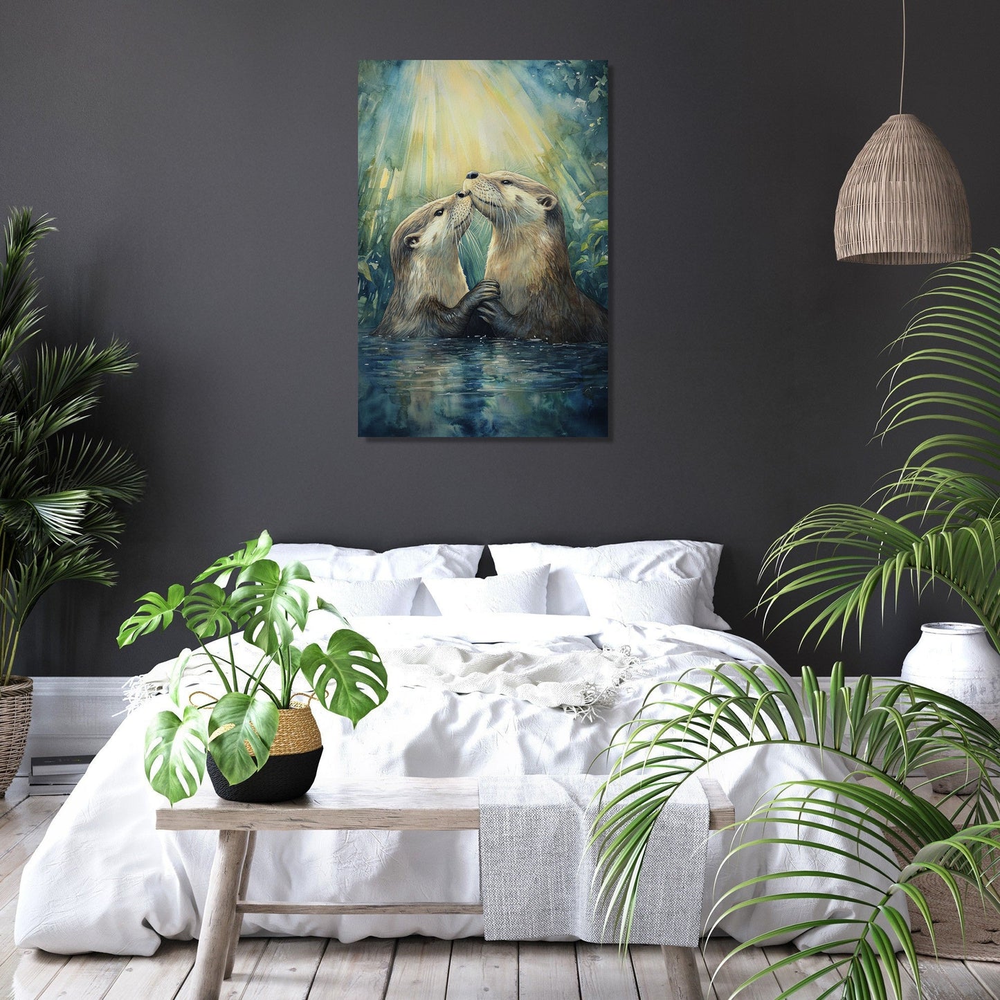 Otters' Embrace on Canvas