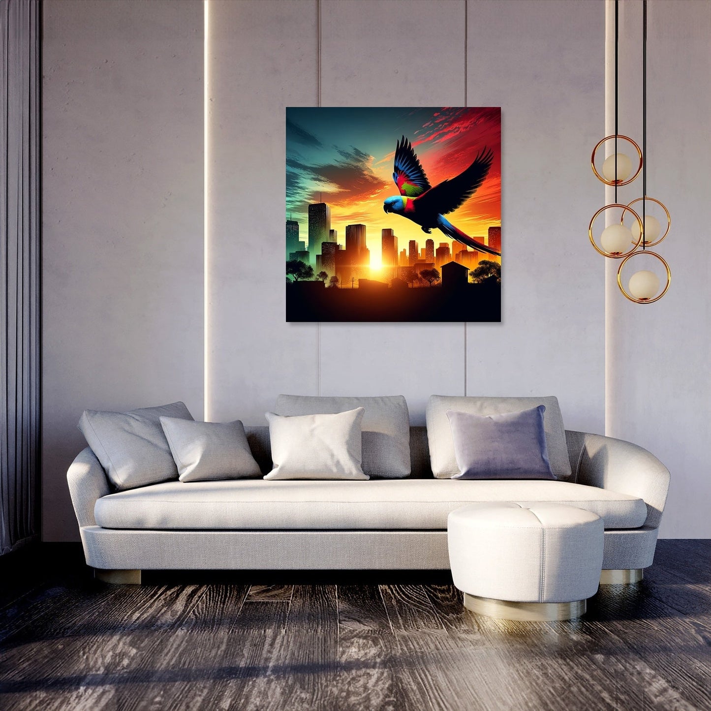 Urban Flight Silhouette Canvas