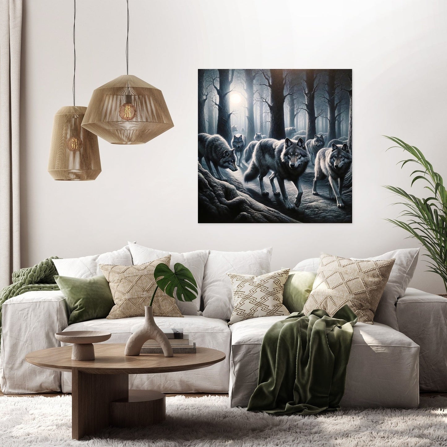 Moonlit Wolves Canvas