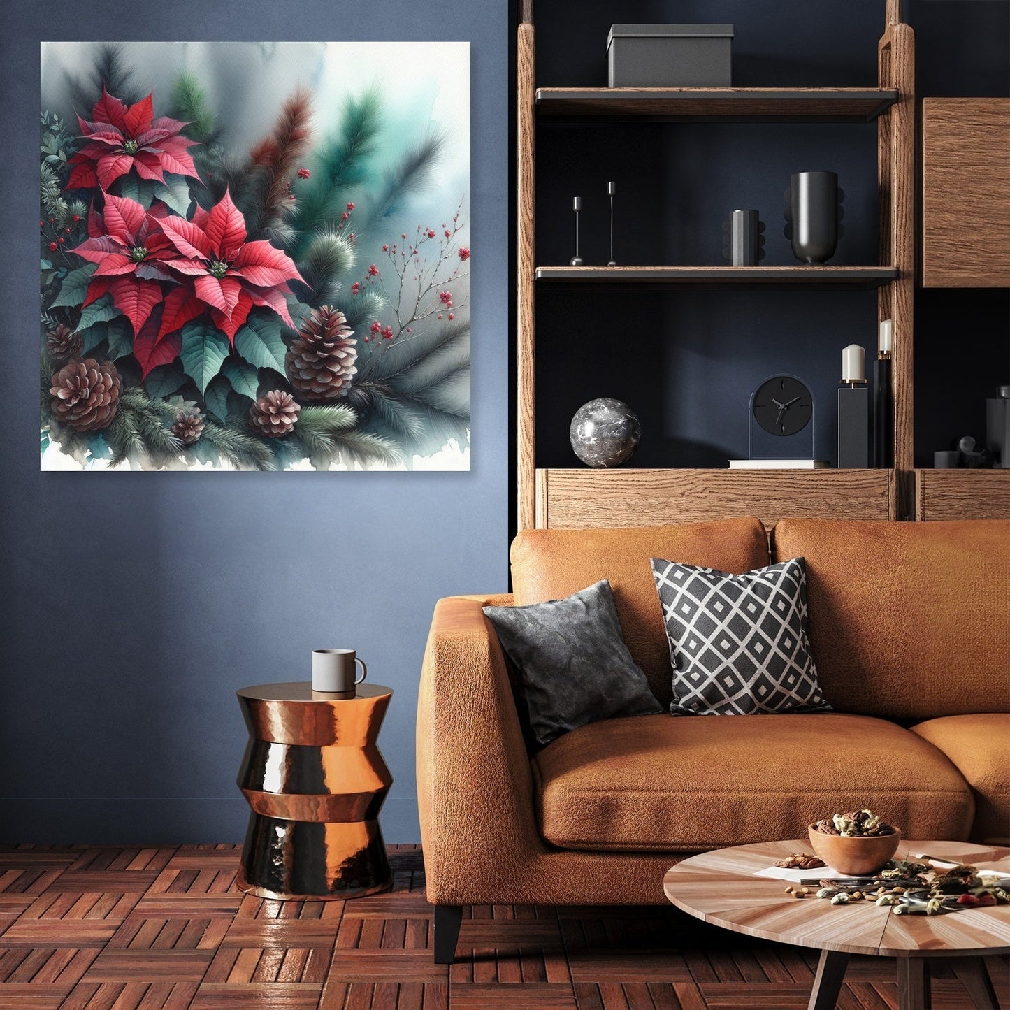 Velvety Poinsettia Winter Canvas
