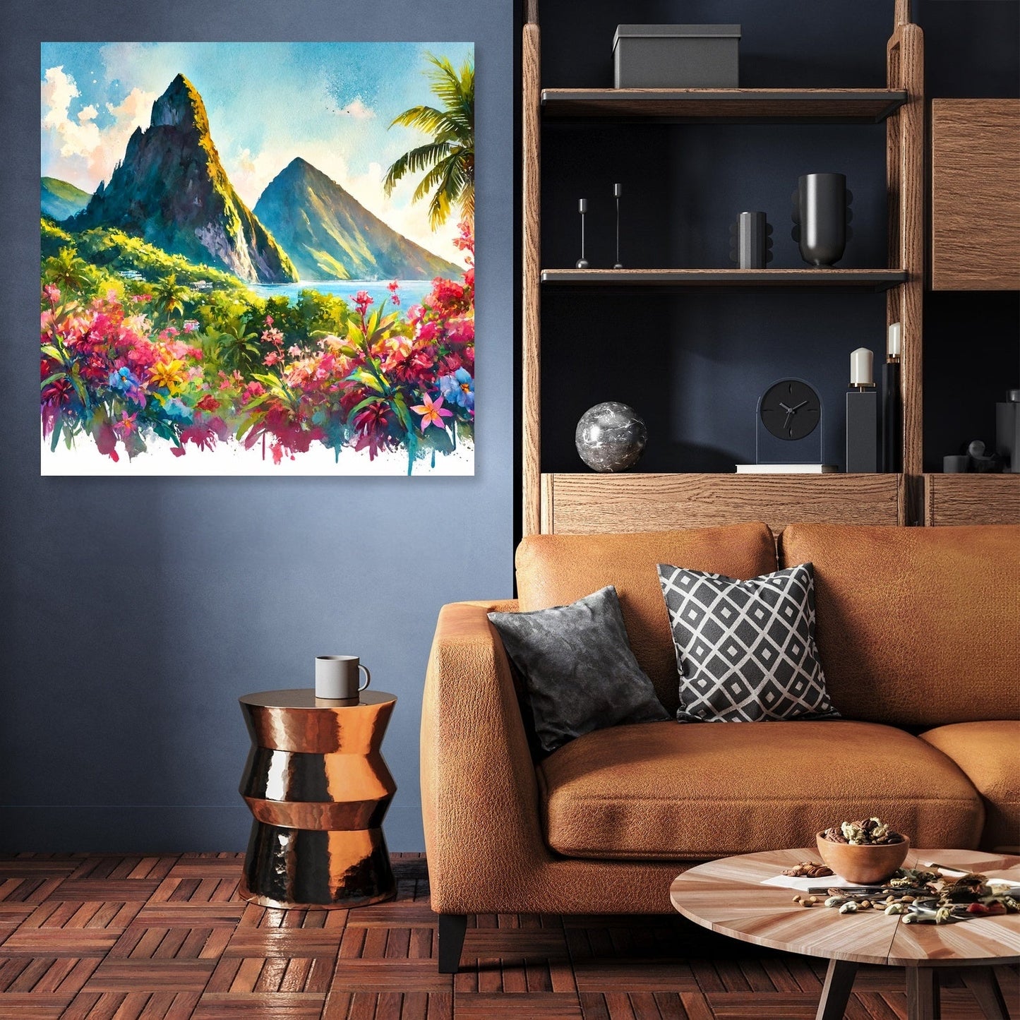 Volcanic Peaks and Blooms Canvas