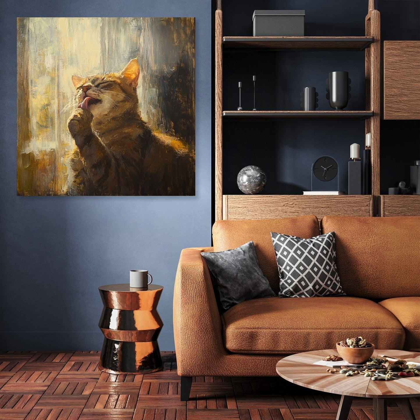 Paw-licking Cat Canvas
