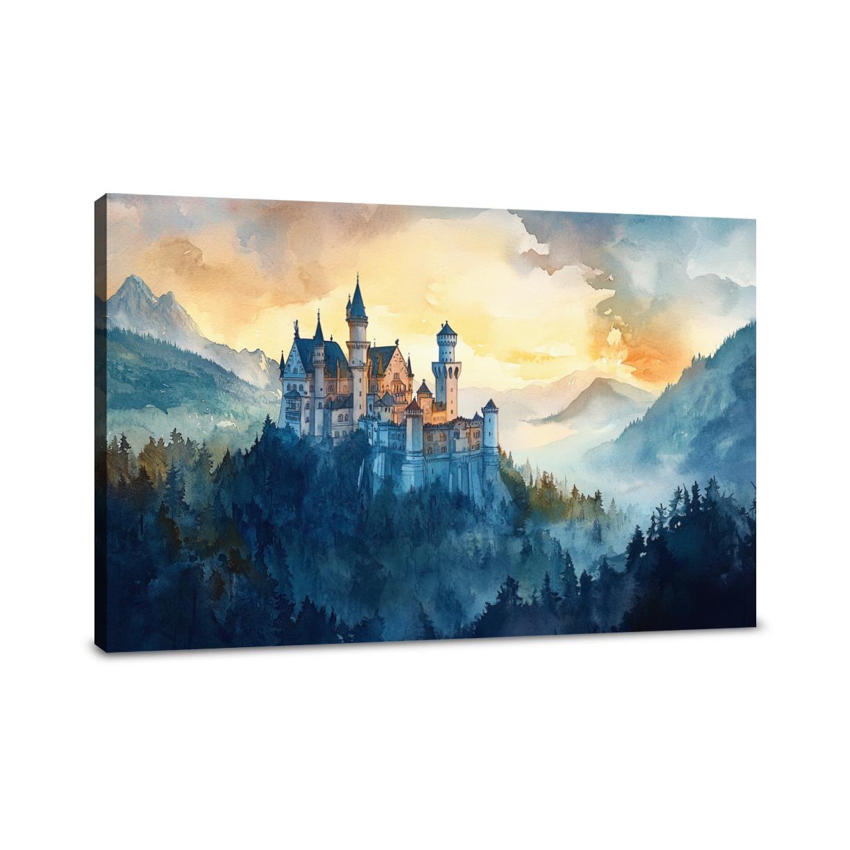 Enigmatic Sunset Castle Canvas