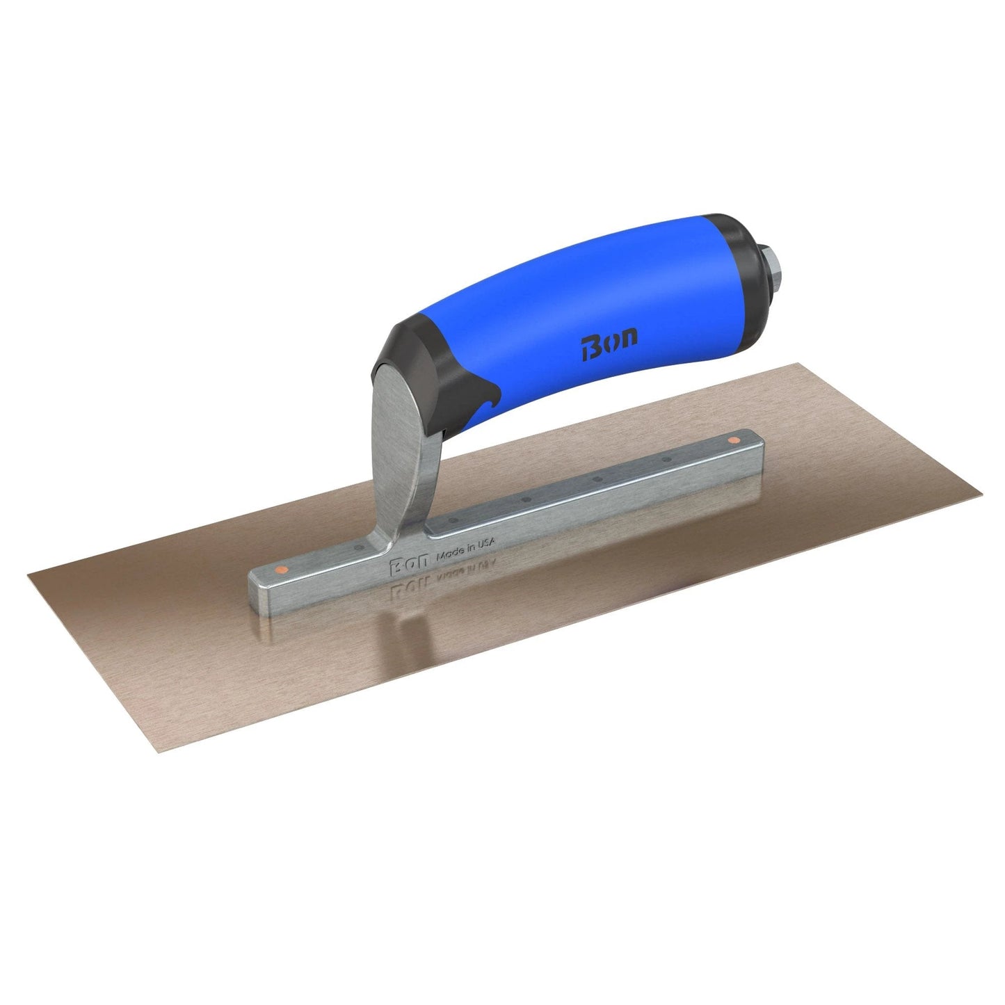 Bon Tool Golden Stainless Steel Square End Finish Trowel - Short Shank - Comfort Wave Handle
