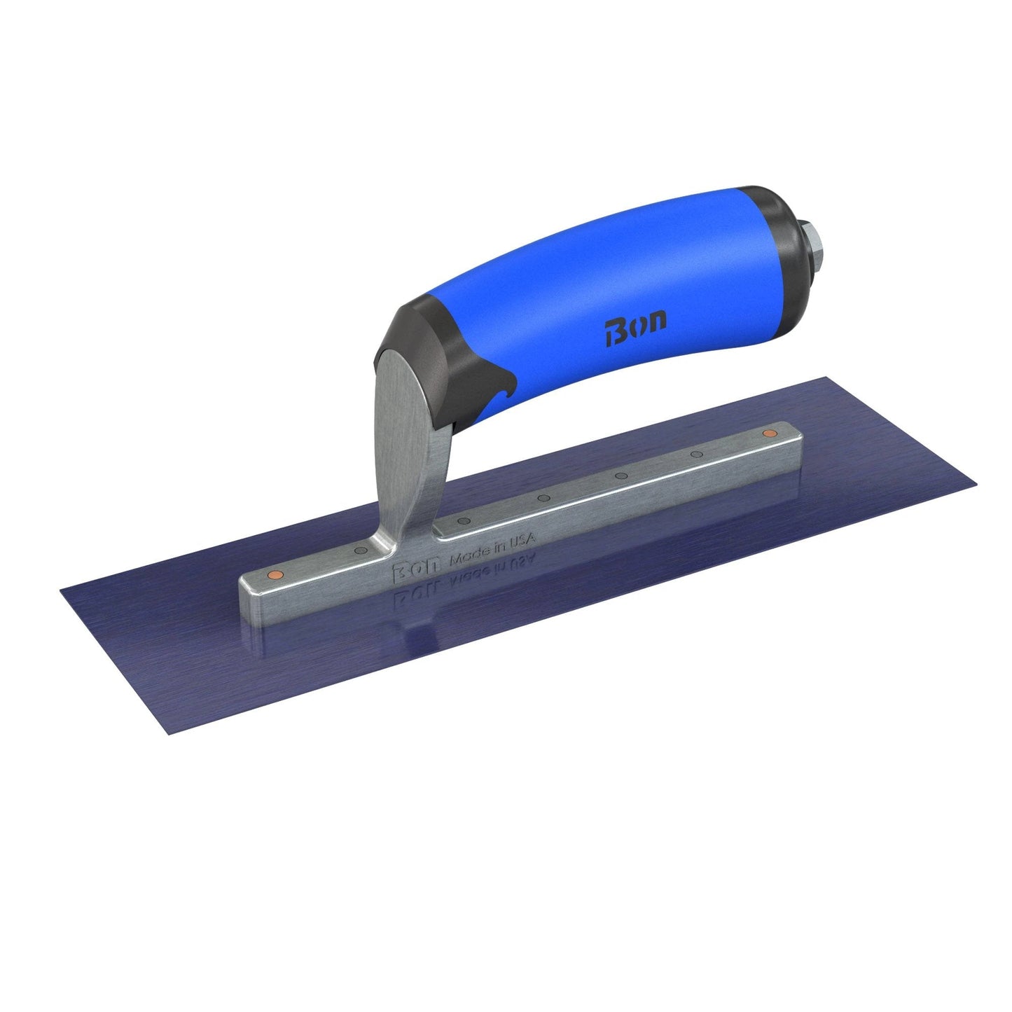 Bon Tool Blue Steel Square End Finish Trowel - Camel Back Wood Handle