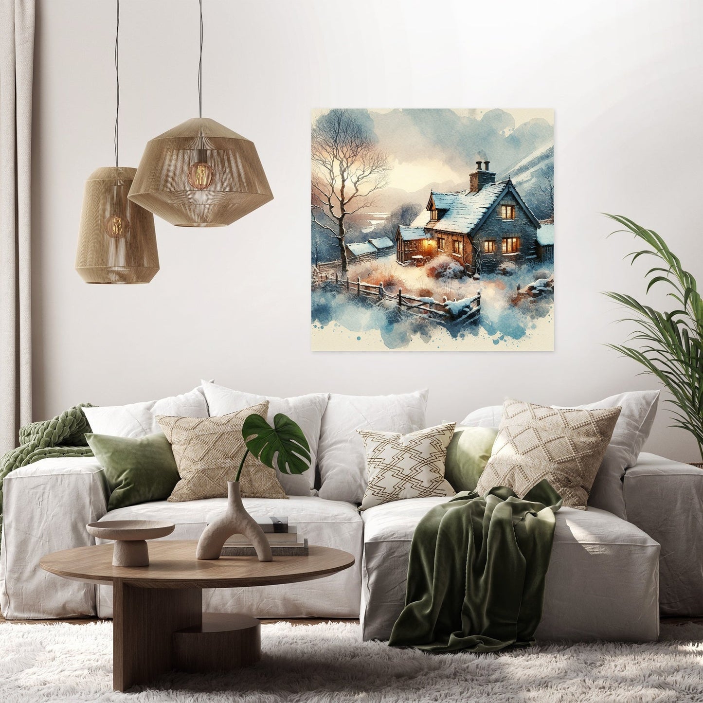 Winter's Embrace Cottage Canvas