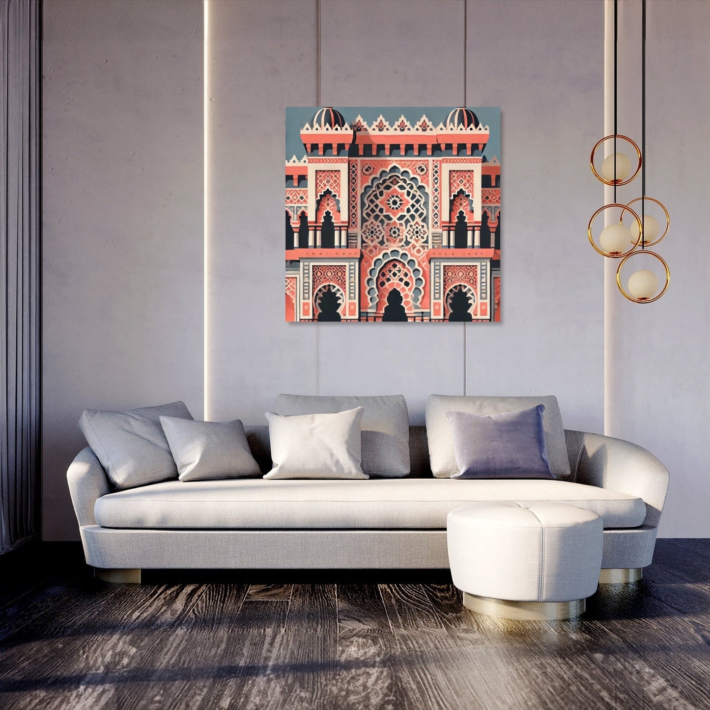 Coral & Blue Islamic Architecture Canvas