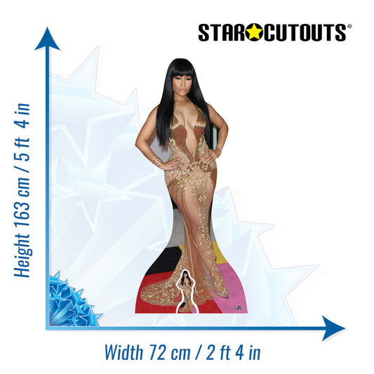 CS679 Nicki Minaj (Gold Dress) Height 163cm Lifesize Cardboard Cut Out With Mini