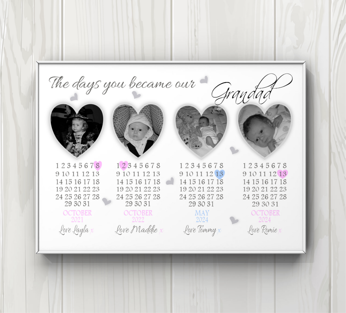Personalised photo gifts for Father's Day - "The Days You Became Our Grandad"