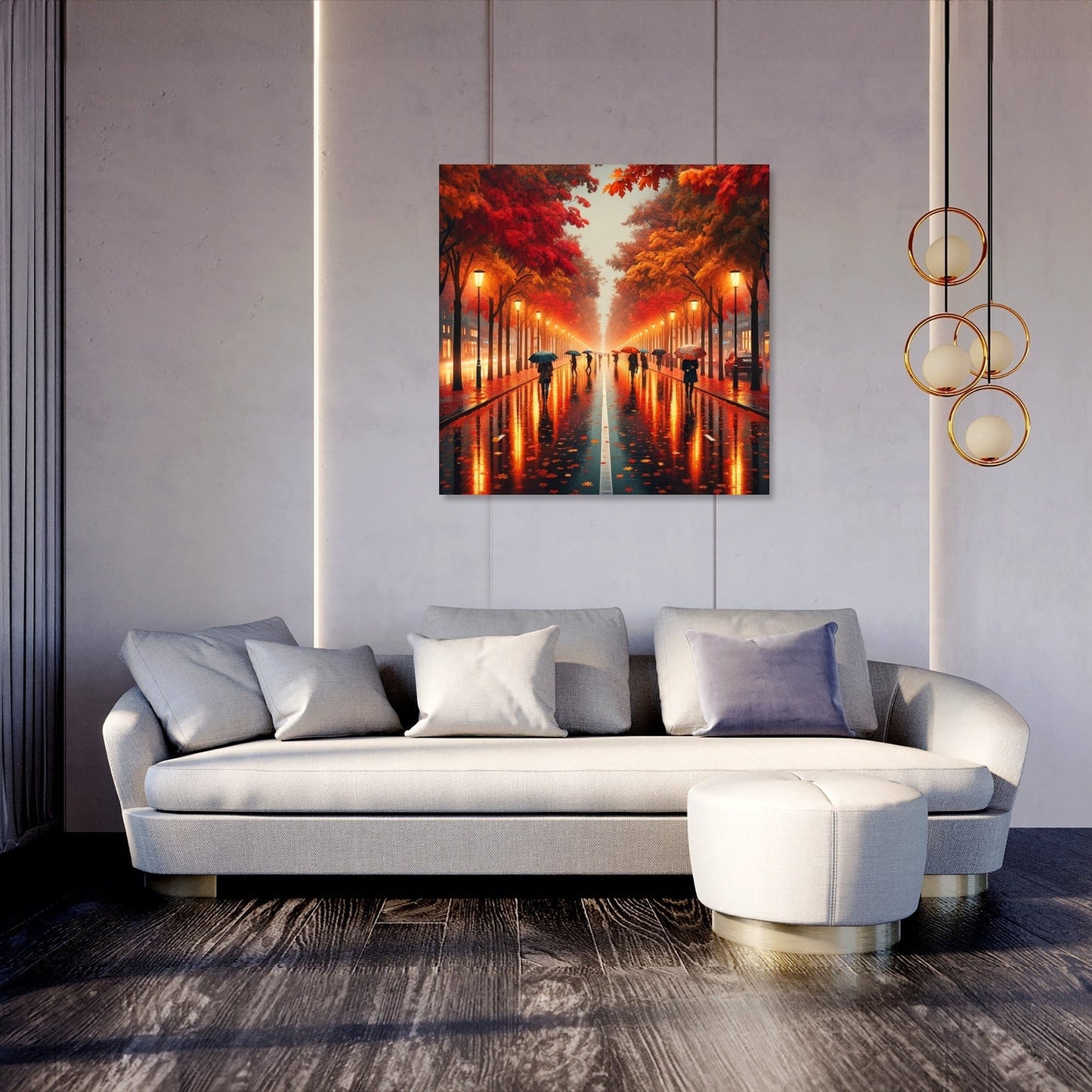 Autumn Rain Reflections Canvas
