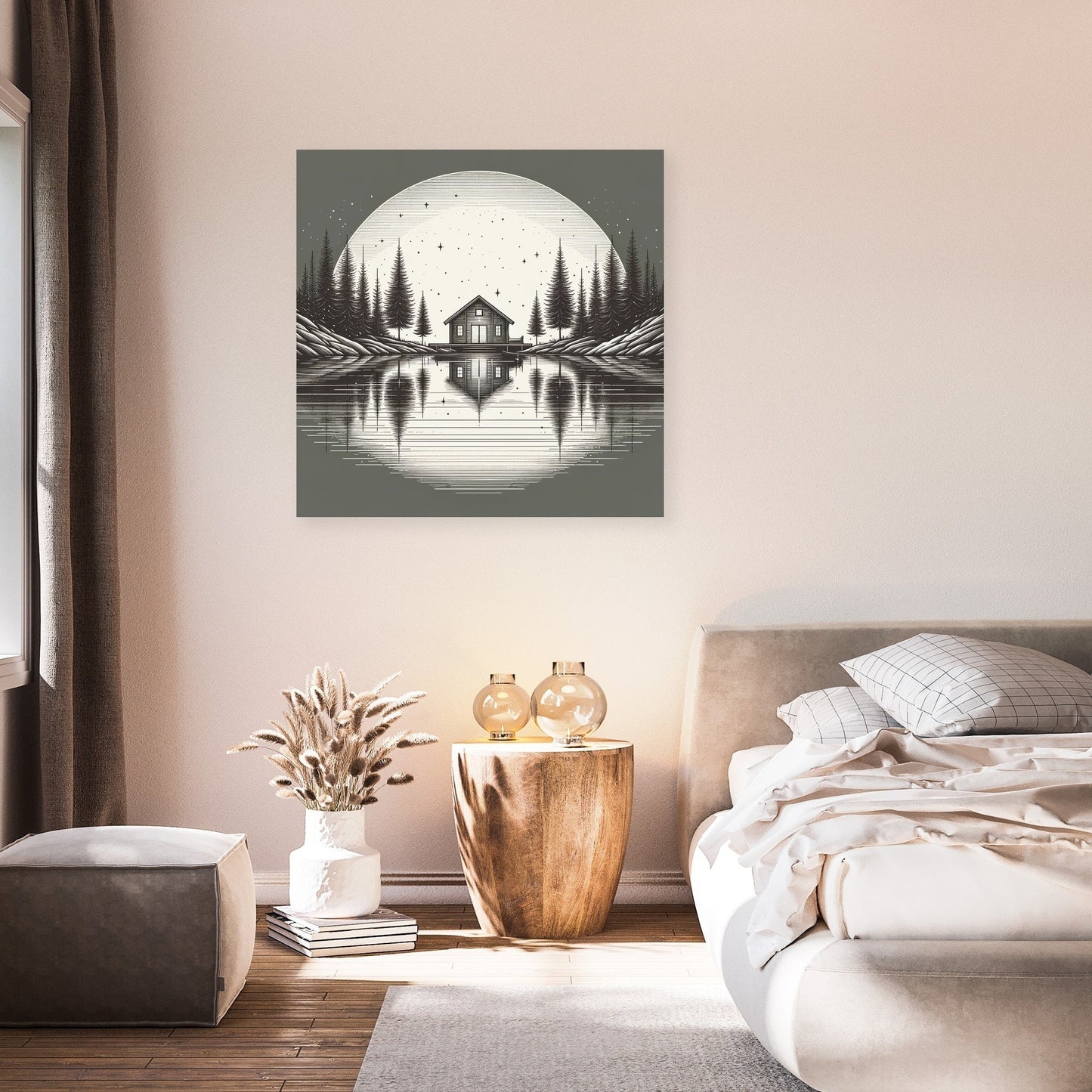 A Peaceful Retreat in Monochrome Canvas