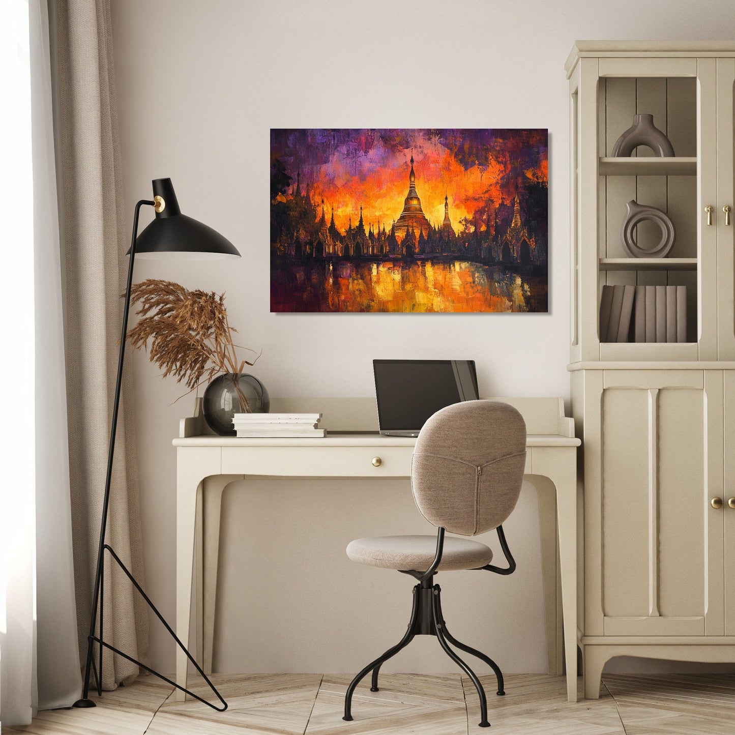 Shwedagon Sunset Reflection Canvas