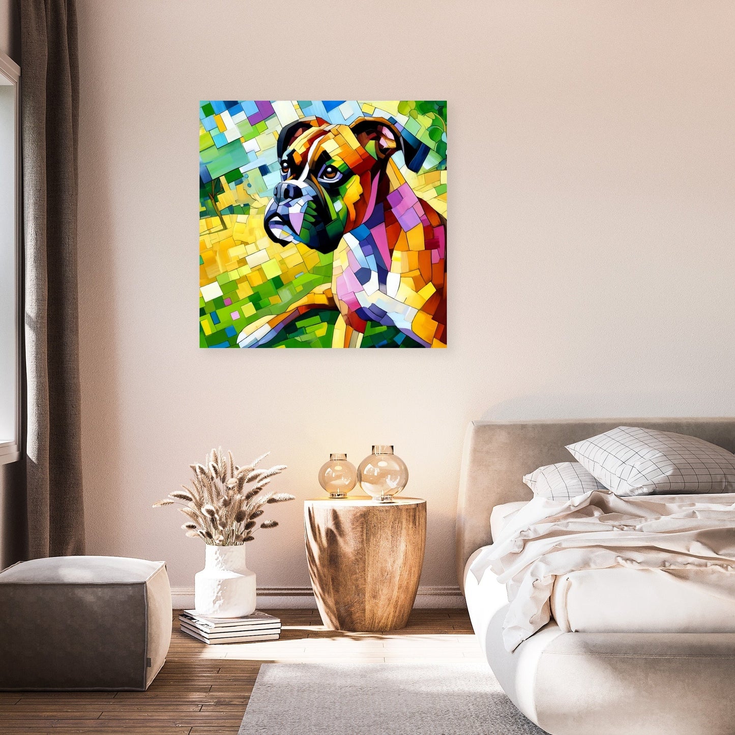 Boxer's Day Out Vibrant Energy Canvas
