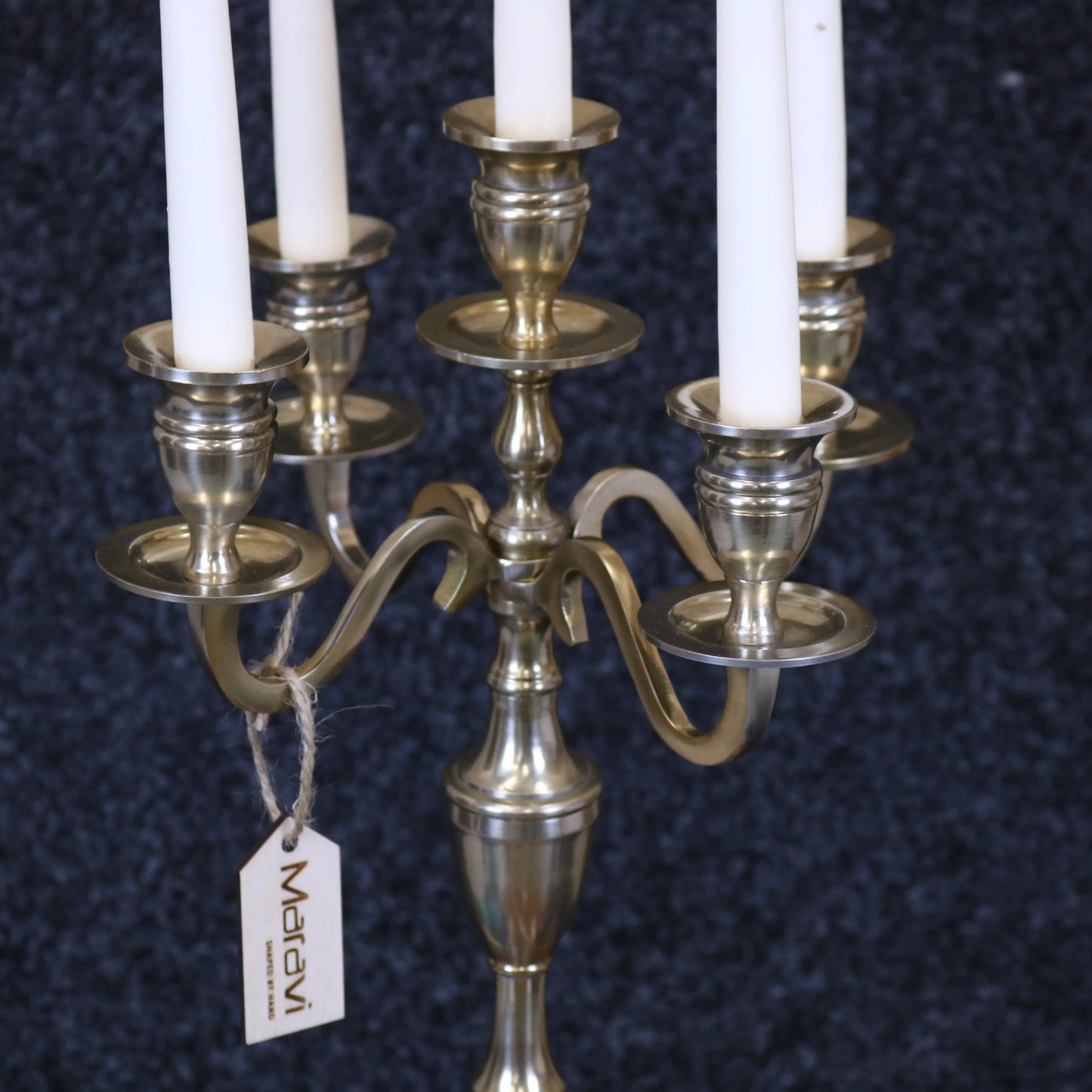 Baloki Antiqued Gold 5 Candle Candelabra Centerpiece 42cm