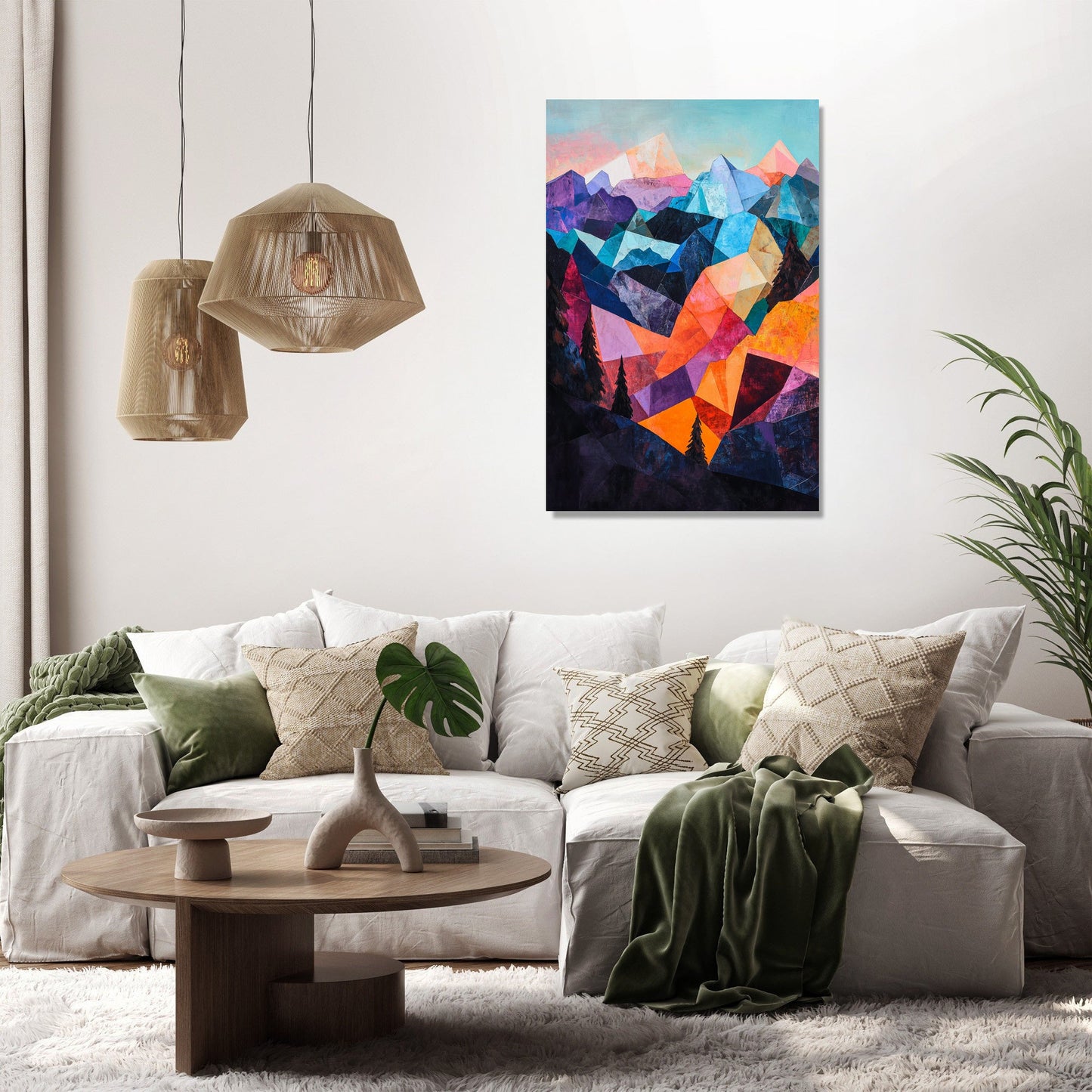 Geometric Mountain Canvas