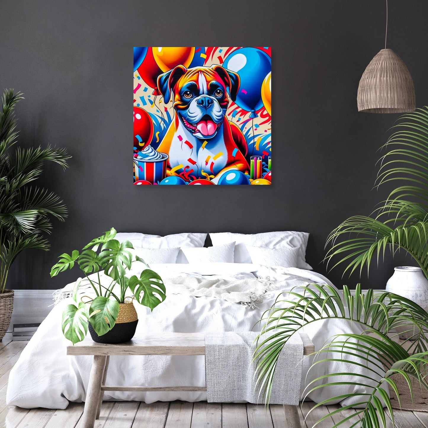 Festival of Colors Boxer Celebration Canvas