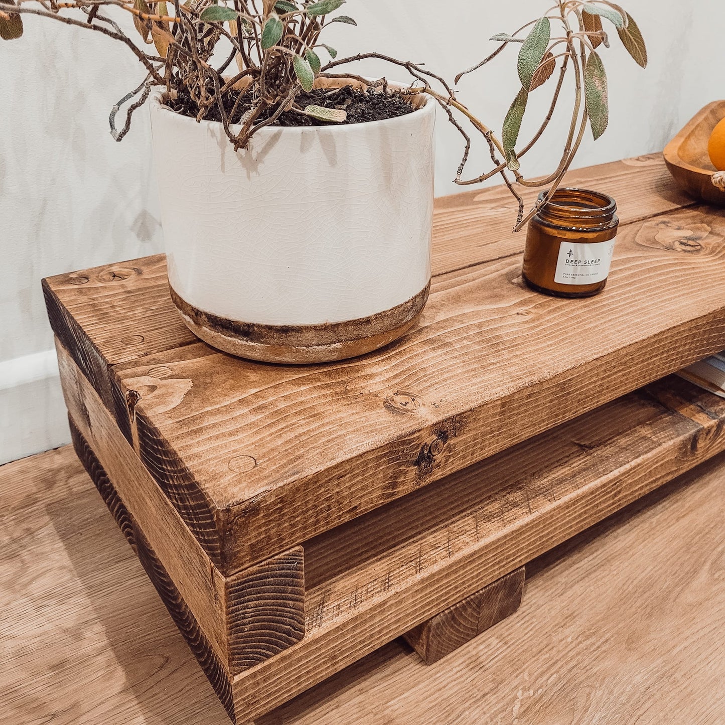 VIOT Low Solid Wood Chunky TV Unit