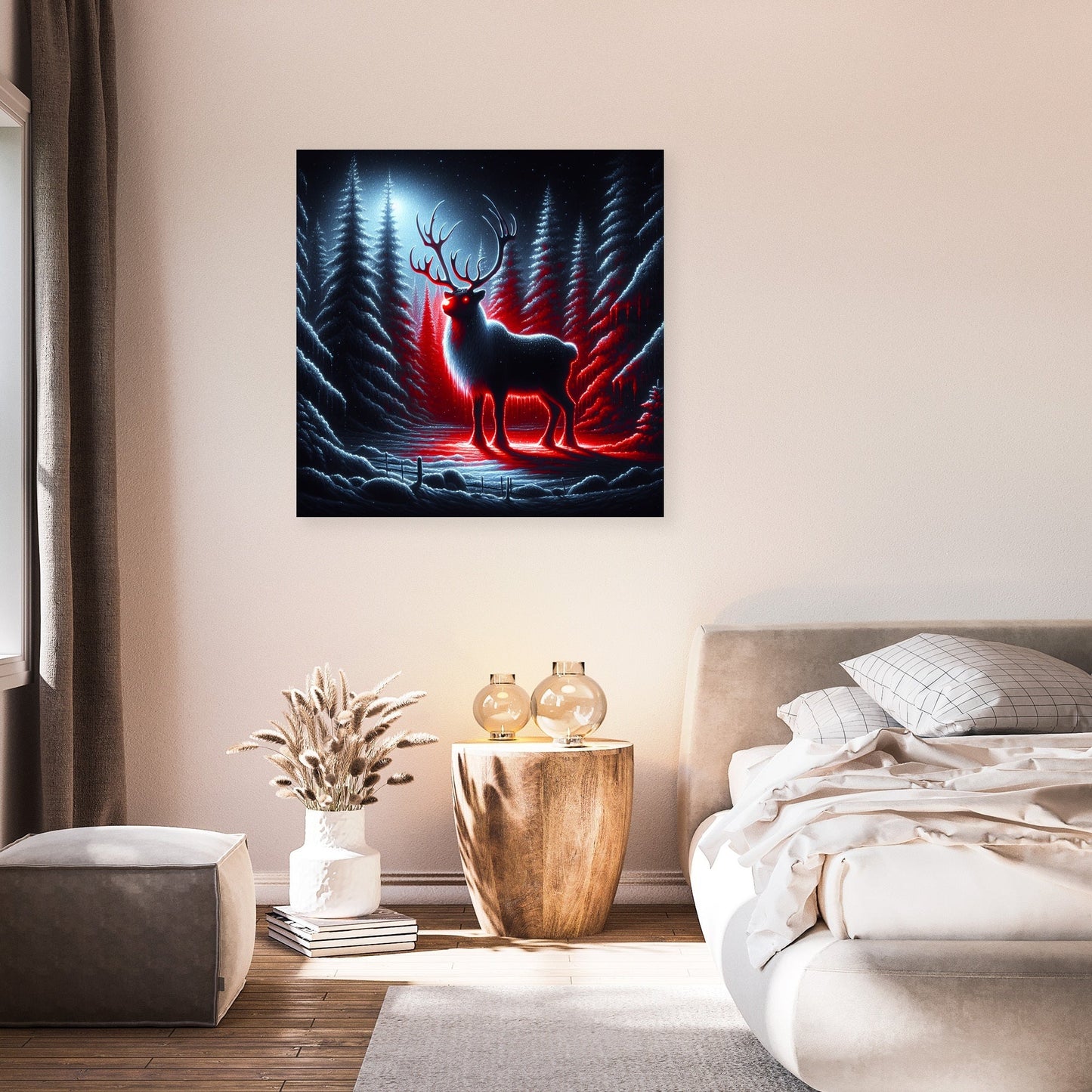 Reindeer's Radiance Nightfall Canvas