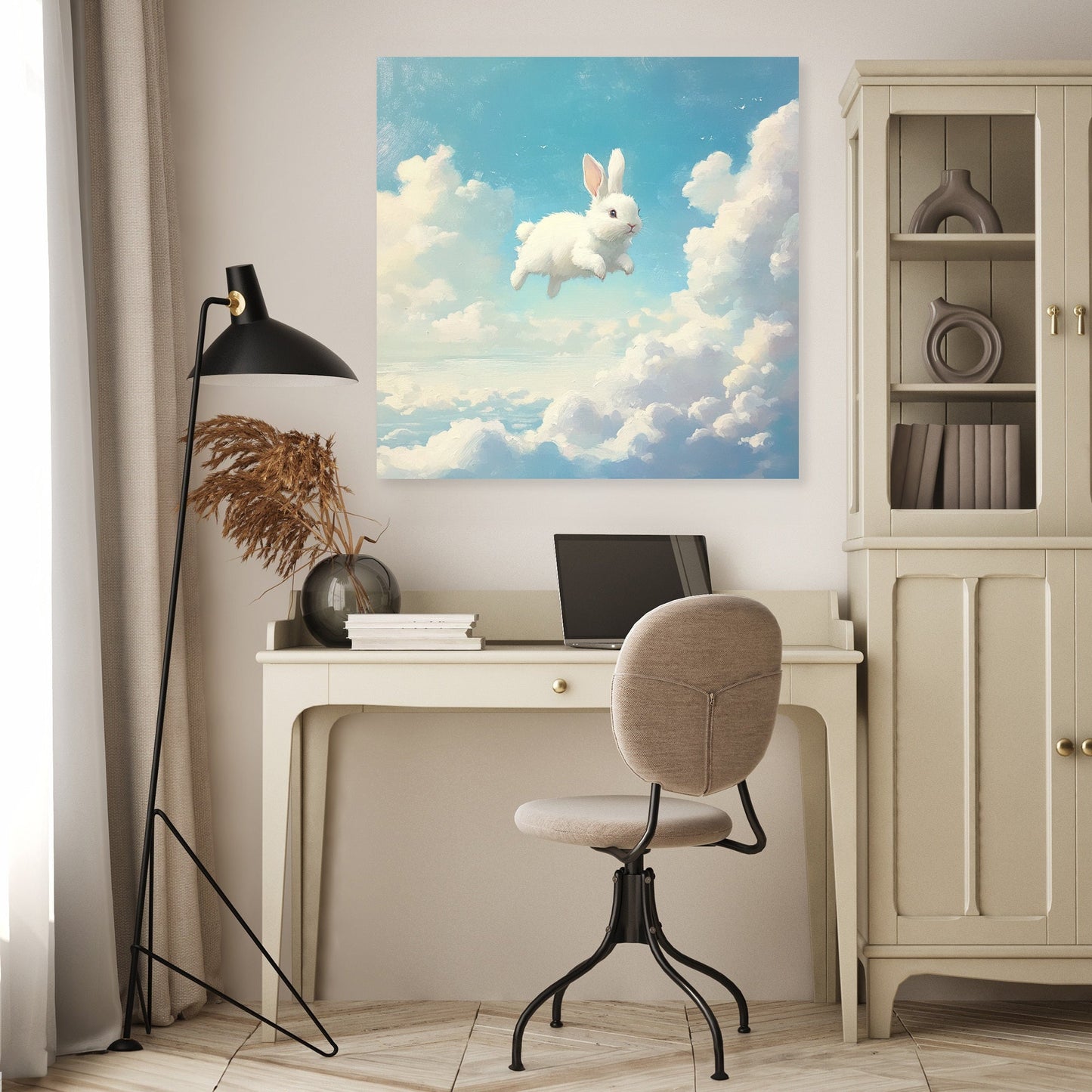 Fluffy Clouds Bunny Canvas