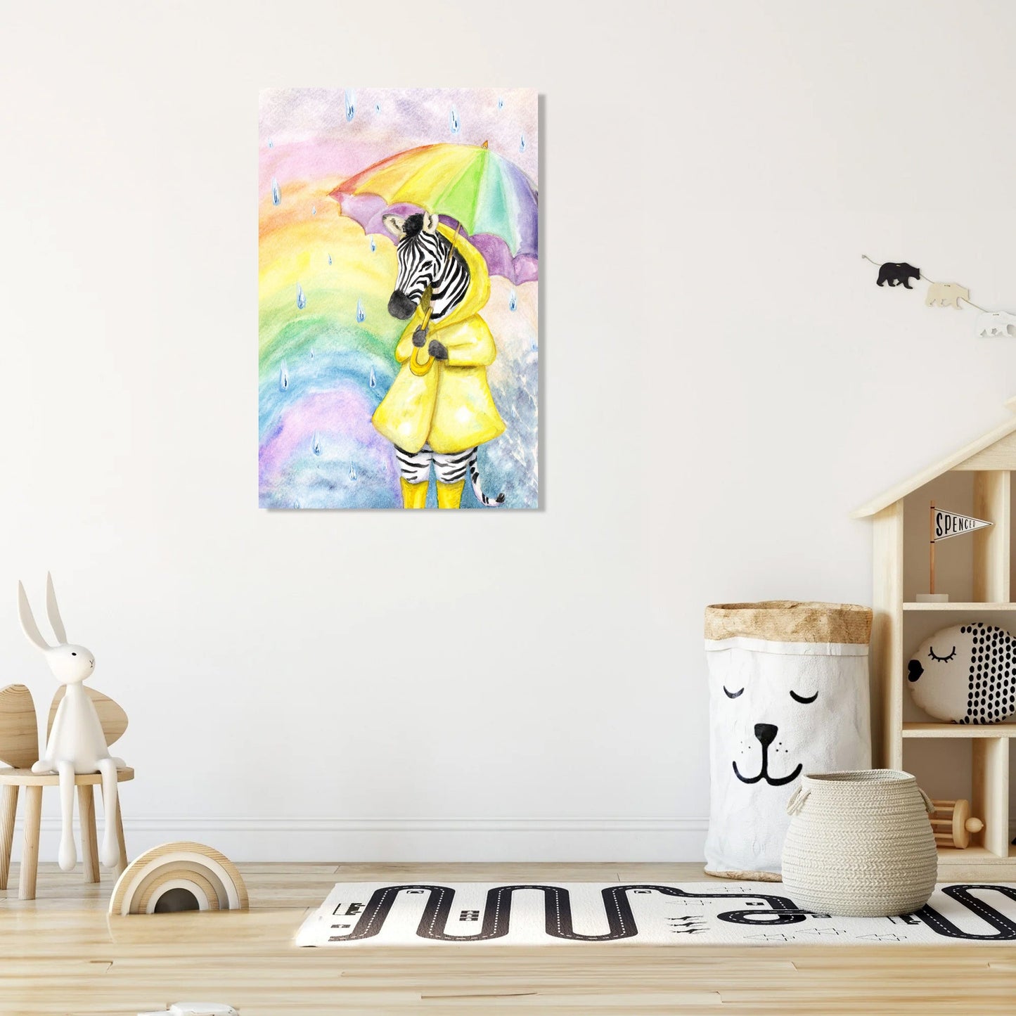 Zebra's Rainy Day Canvas