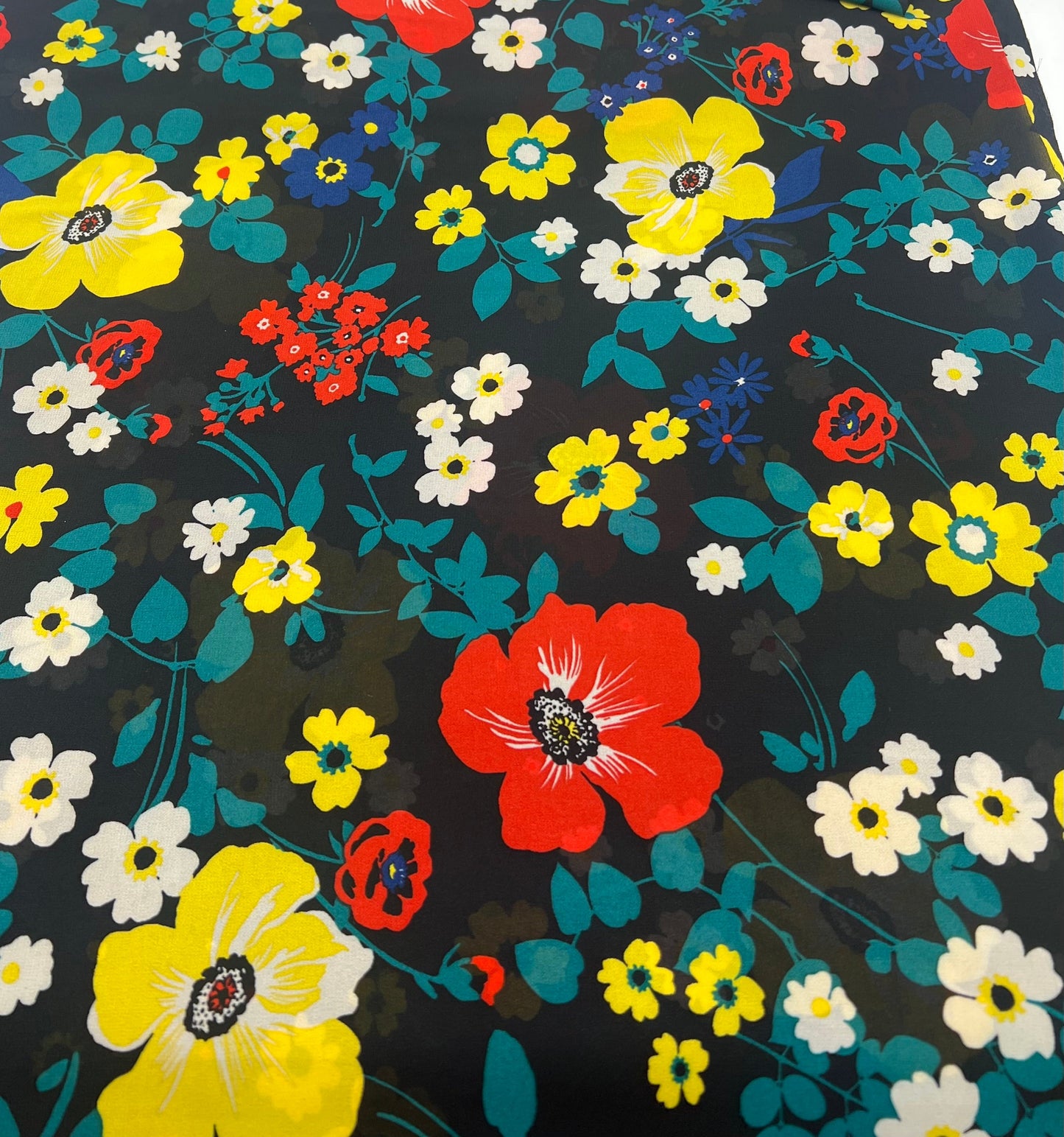 Black Floral Printed Chiffon Dress Fabric
