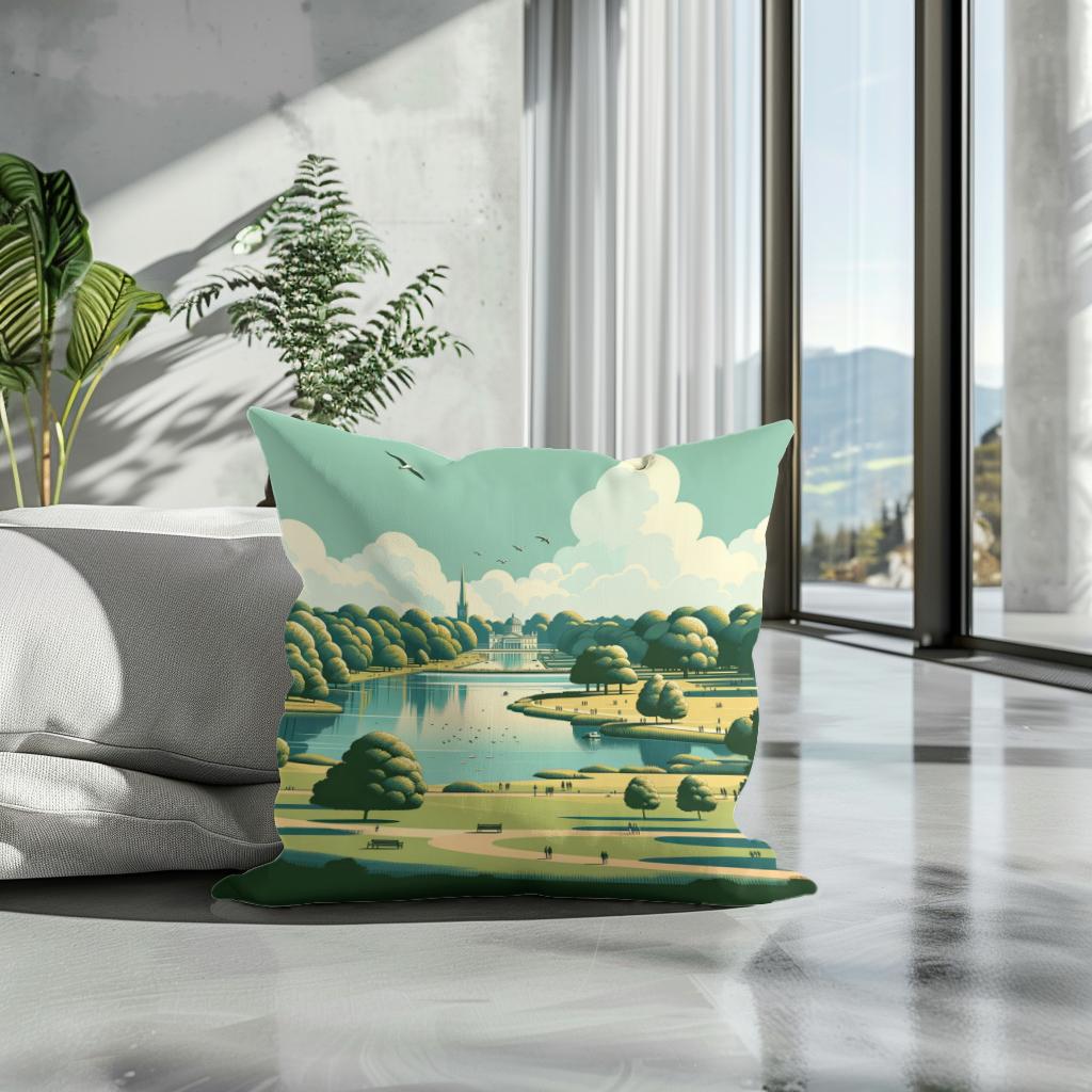 London Hyde Park Minimalist Tranquility Cotton Cushion