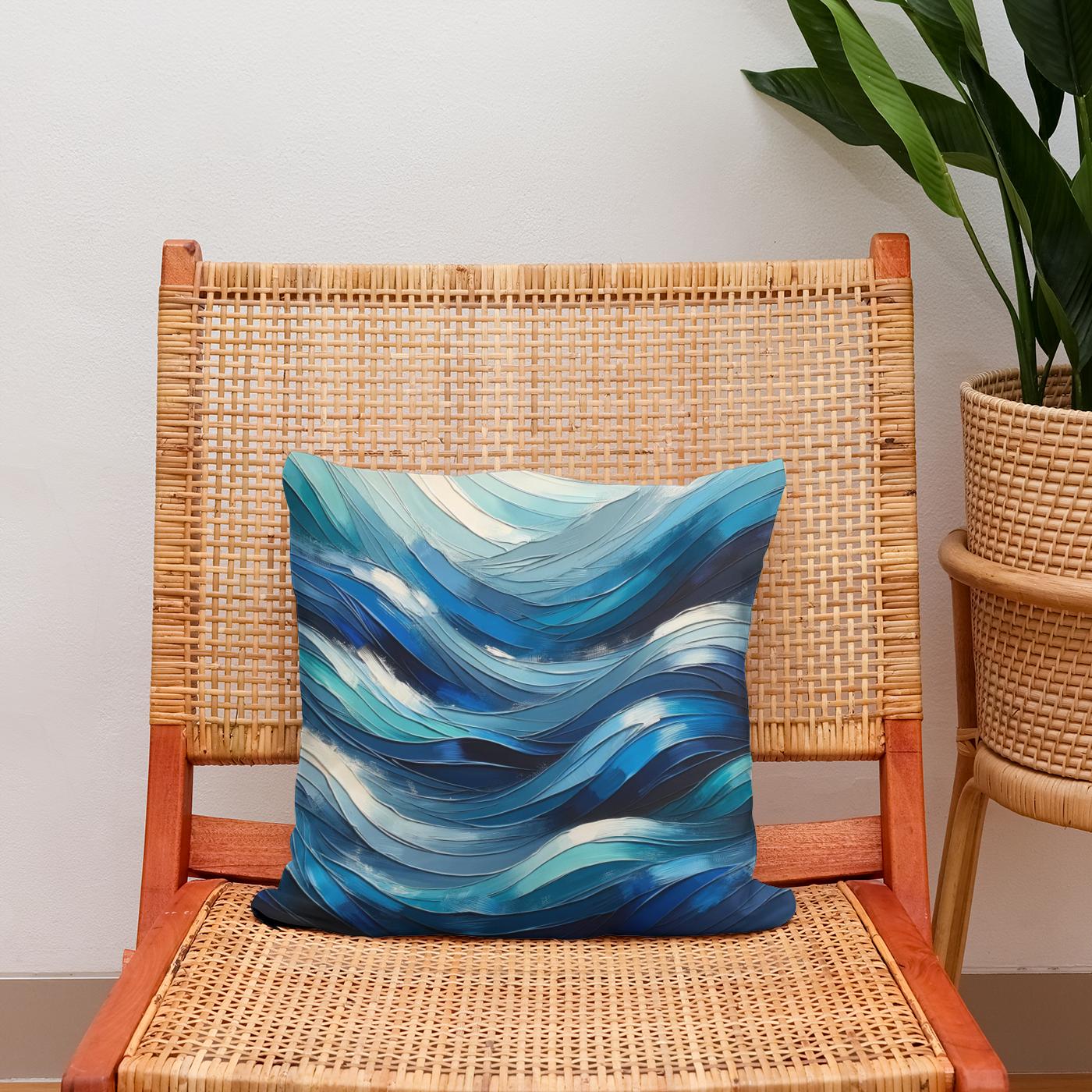 Oceanic Rhythms Abstract Cotton Cushion