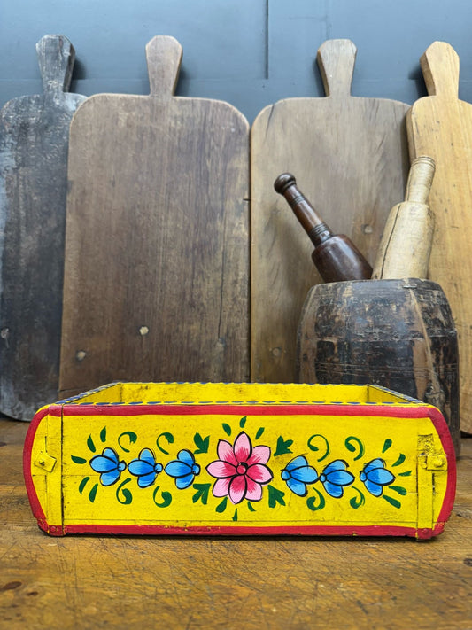 Yellow Wooden Painted Brick Mould / Decorative Herb Planter / Storage Box Tray