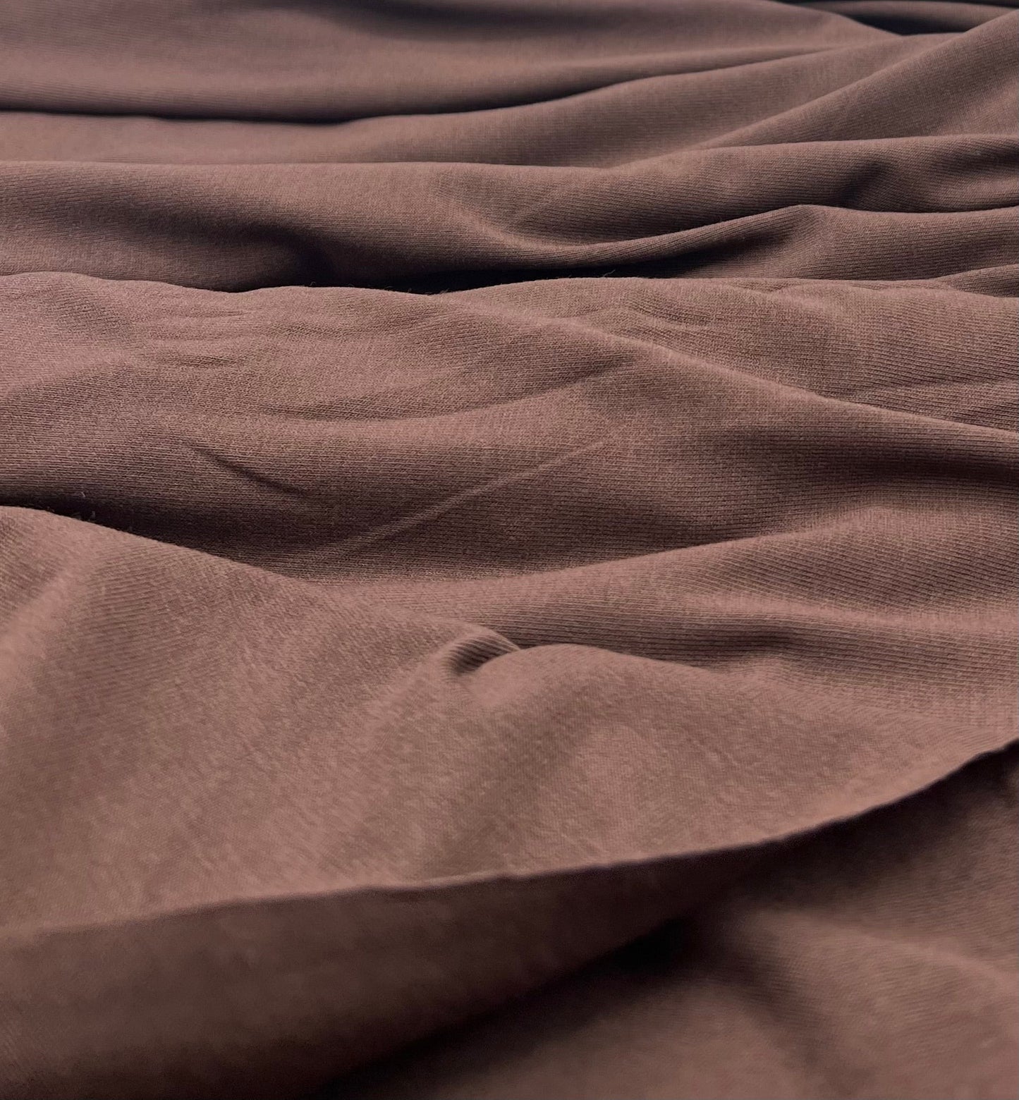 Plain Chocolate Brown Viscose Elastane Fabric 4 Way Stretch Jersey