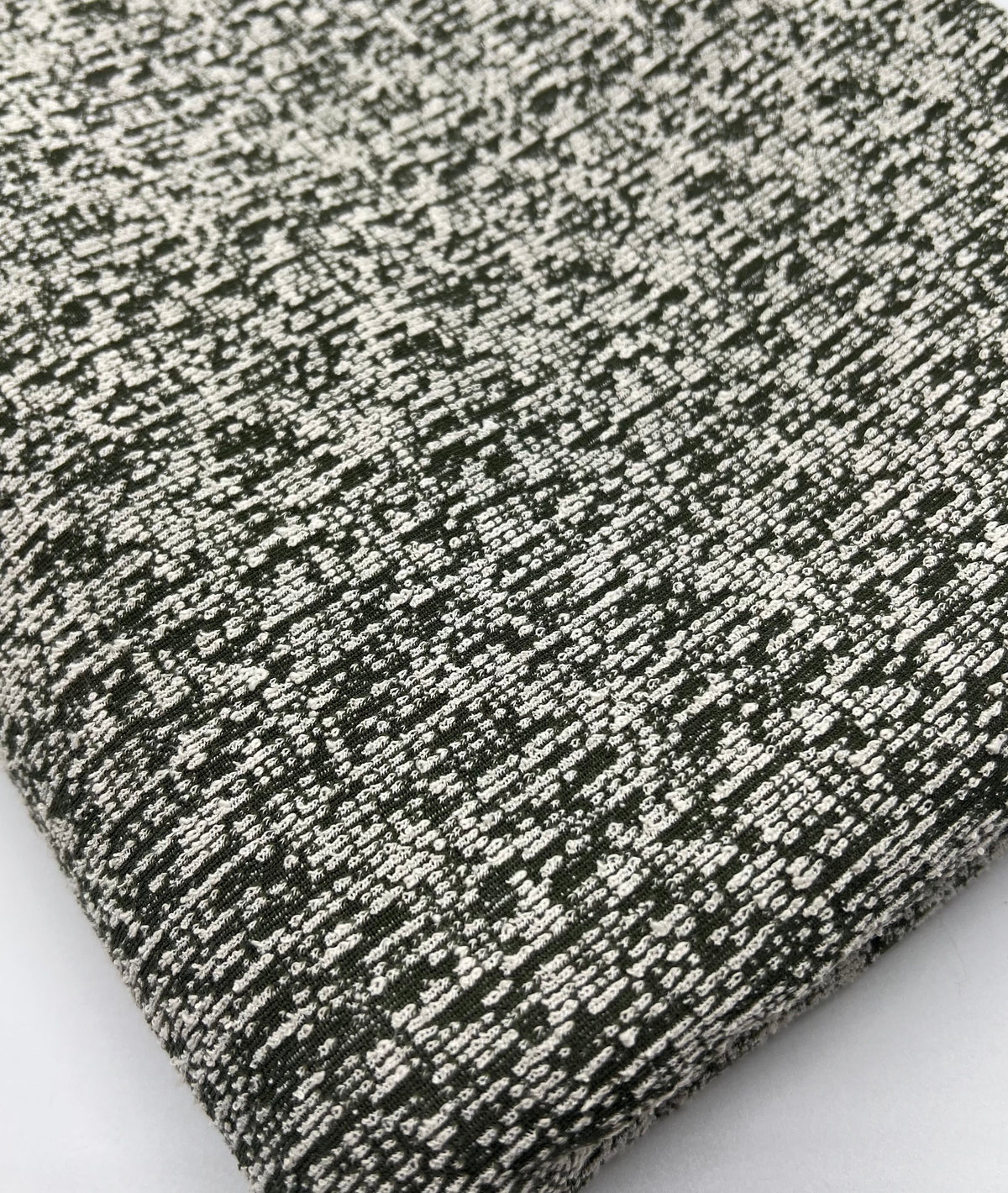 Khaki White Slubbed Knit Textured Stretch Fabric