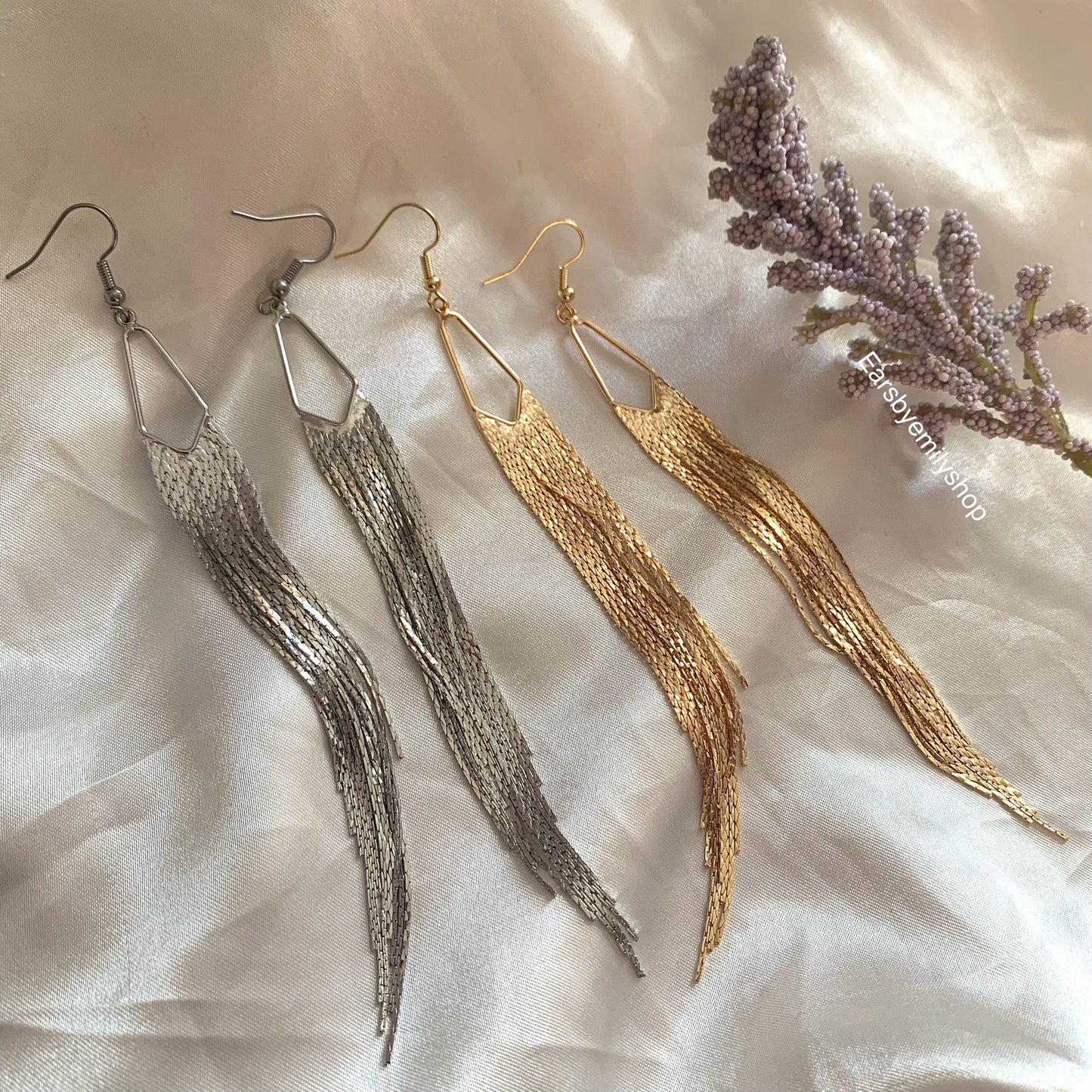 18k gold or silver plated large statement chain earrings