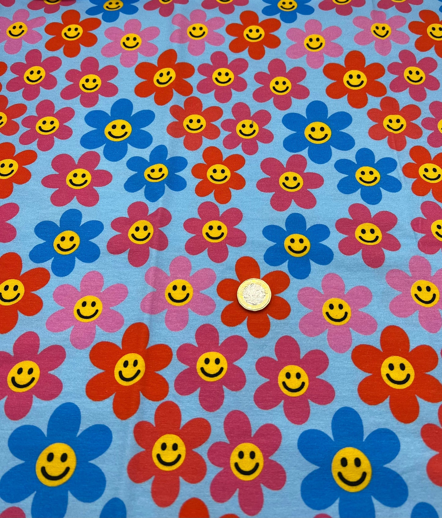 Happy Blooms Print Cotton Stretch Jersey 200 GSM 95/5 Lycra 4 Way Stretch