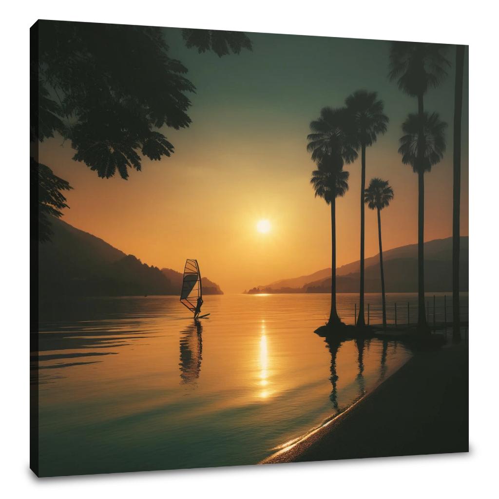 Lakeside Dusk Solitude Canvas