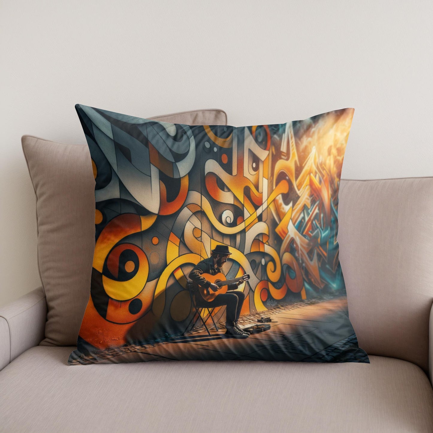 Melody of the Streets Cotton Cushion