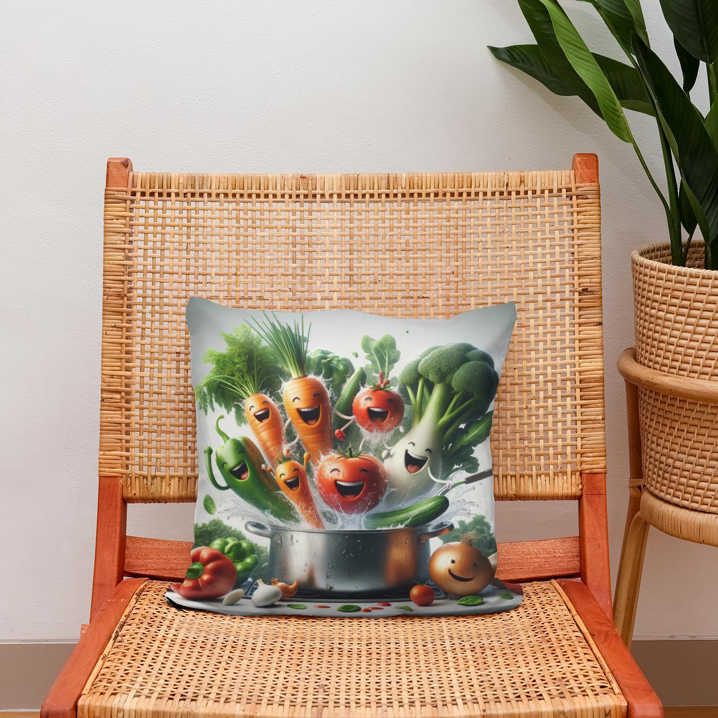 Veggie Splash Kitchen Cotton Cushion