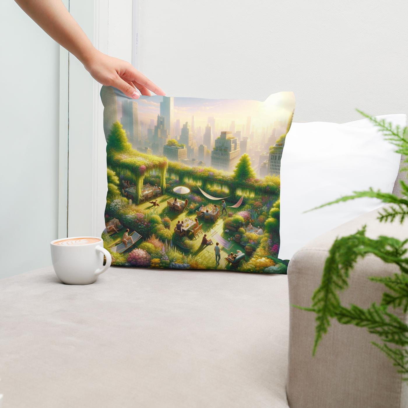 Summer Urban Oasis Cotton Cushion