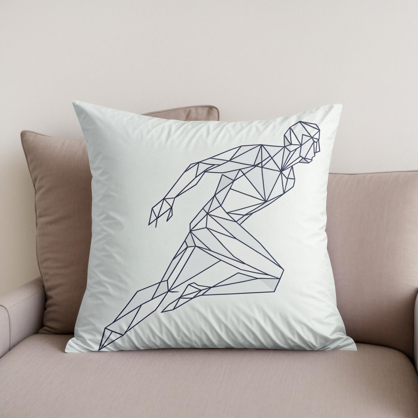 Geometric Human Silhouette Cotton Cushion