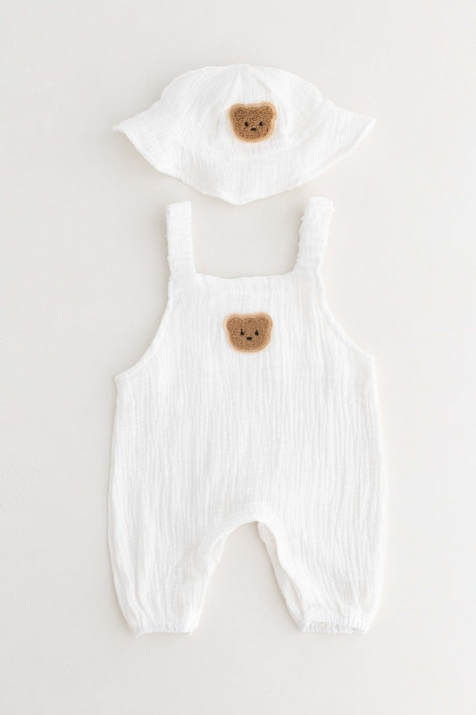 The Bear Set Hat & Romper White