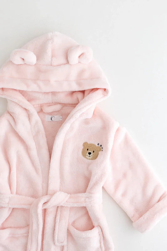 COZY Bear Hooded Dressing Gown Bear Ears - Pink
