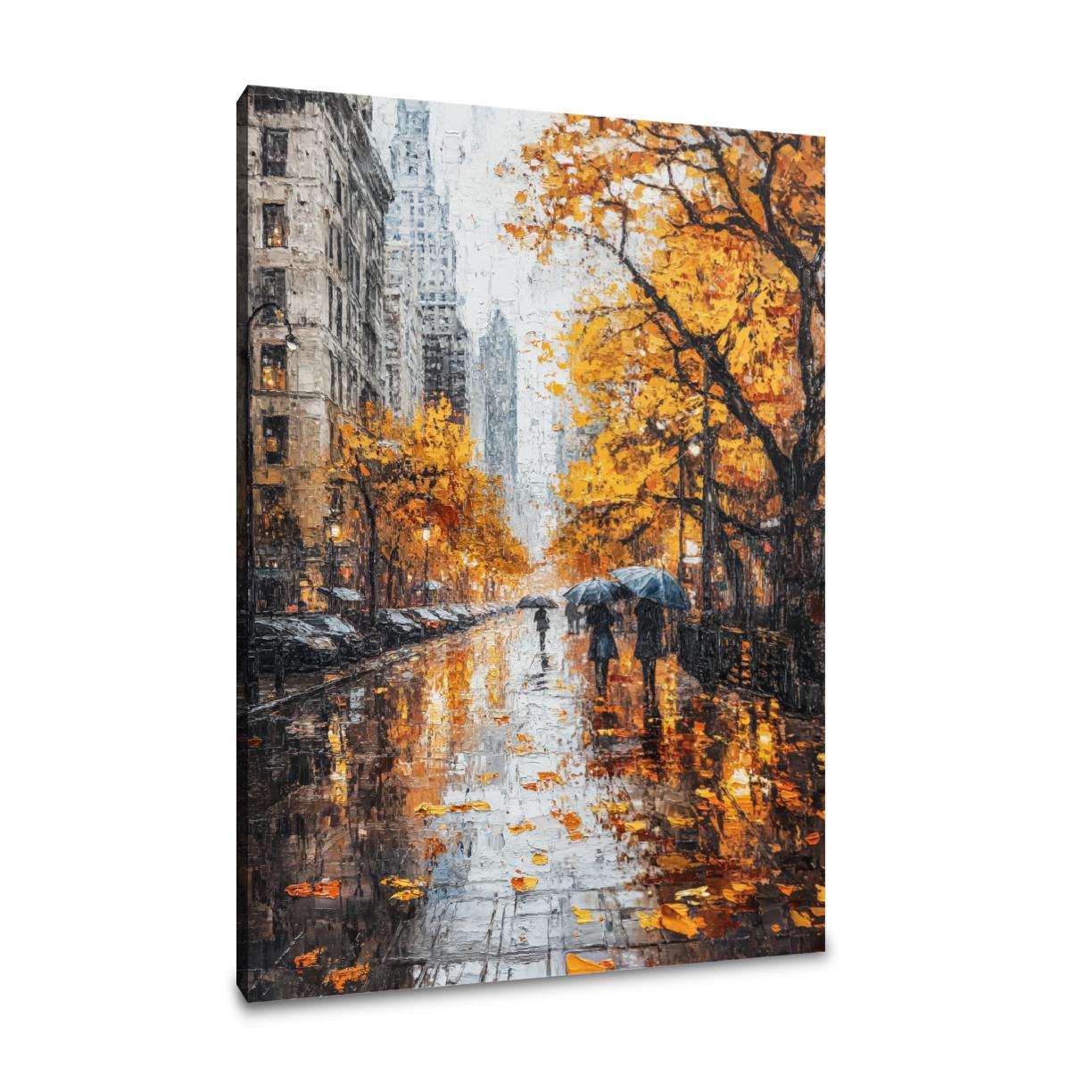 Autumn Rain City Canvas