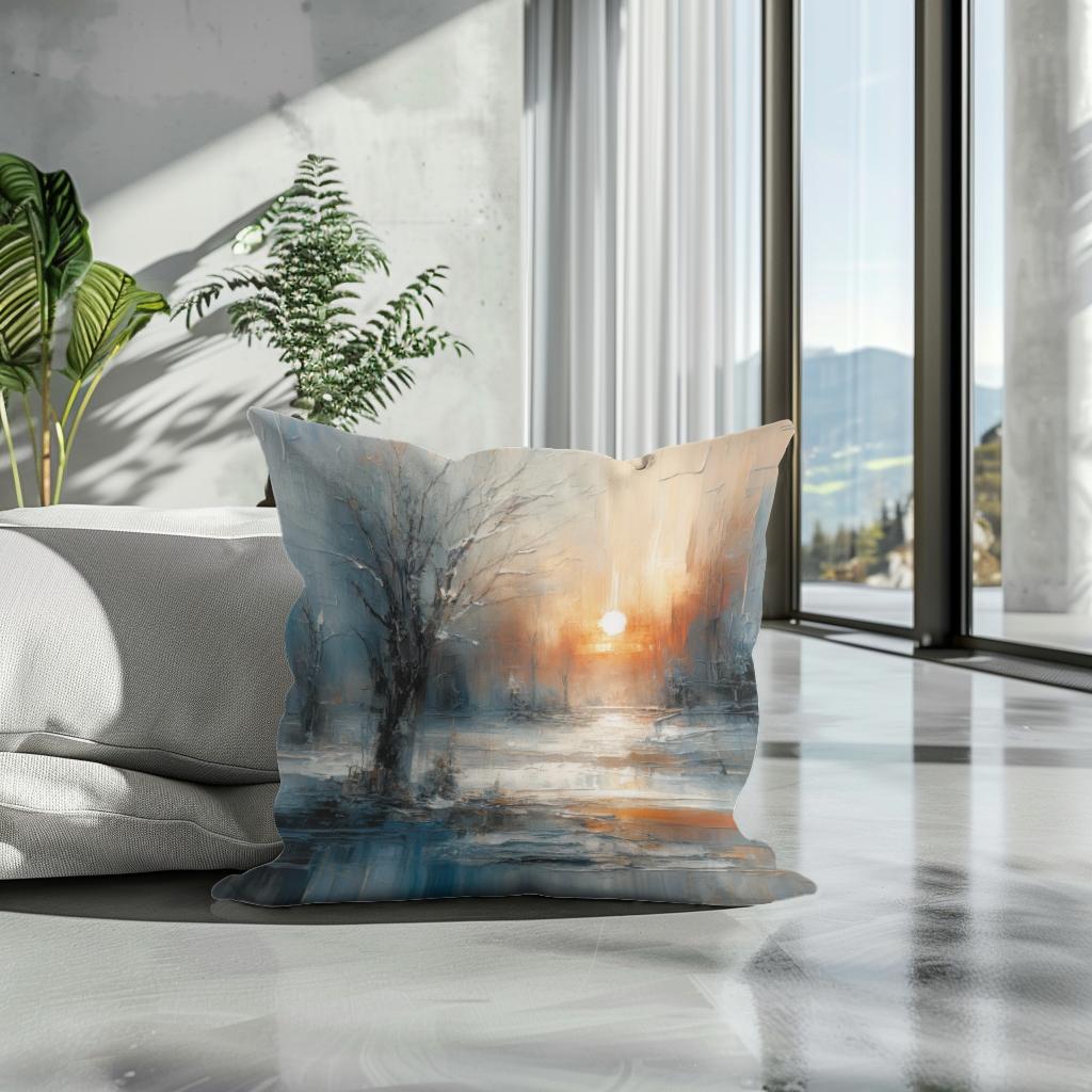 Winter Solitude Symphony Cotton Cushion