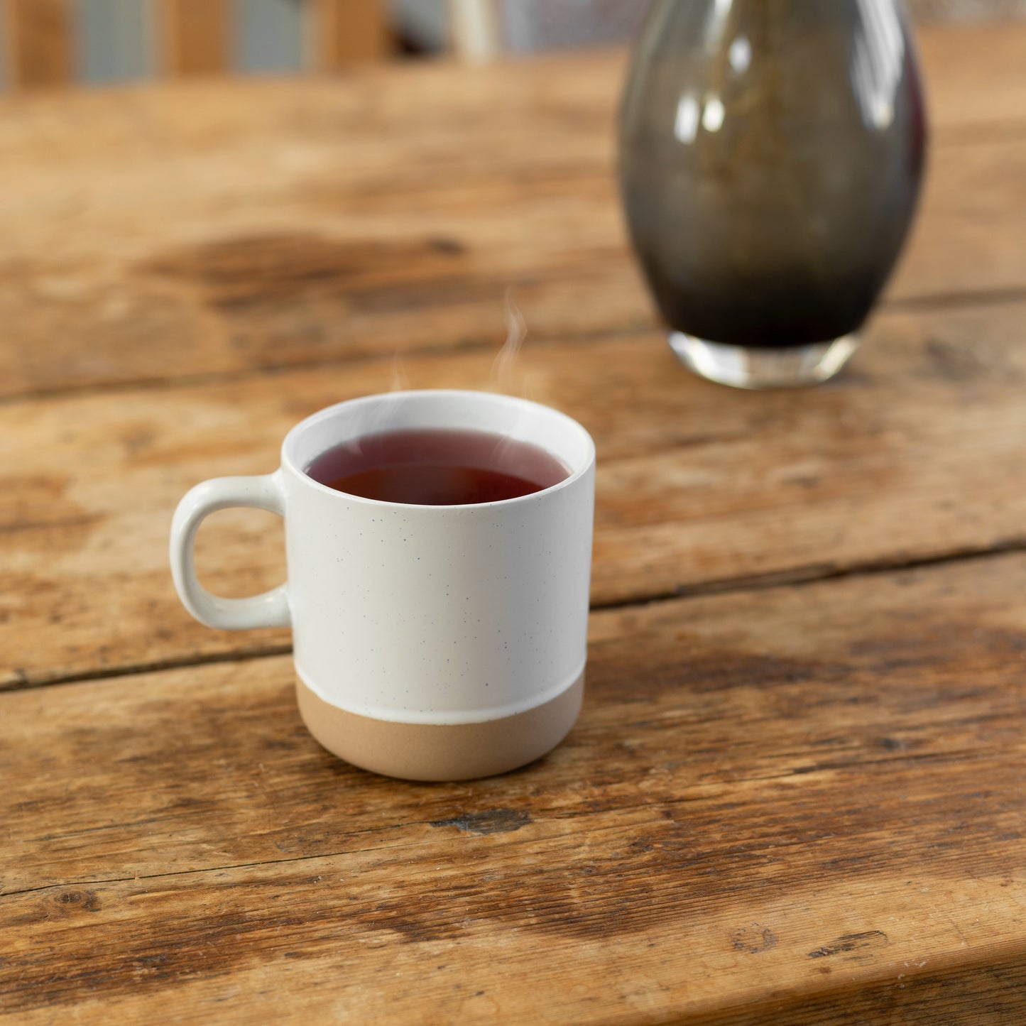 Ceramic Coffee Mug - White Speckled Stoneware 355ml