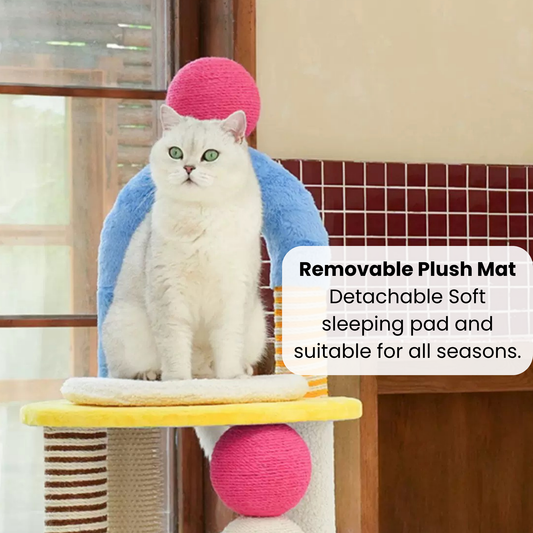 zeze Two-Tier Arch Cat Tree with Balls and Rubbing Pole
