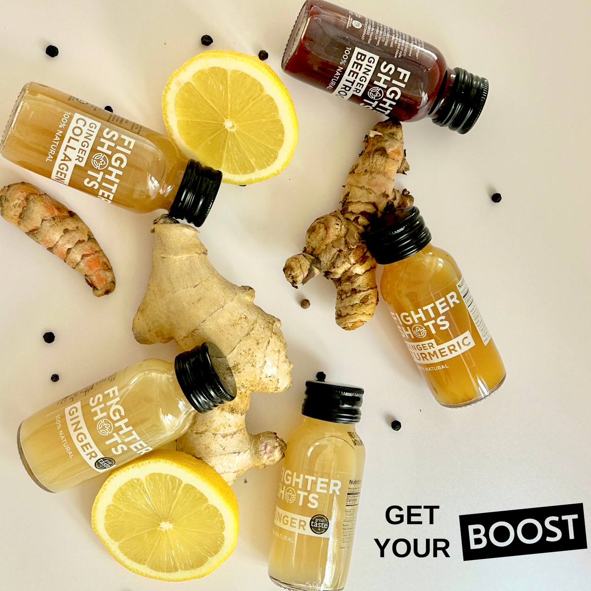 Fighter Shots Organic Ginger Shot - 27g organic cold pressed ginger in every bottle | 60ml | Single, 6-Pack or 12-Pack
