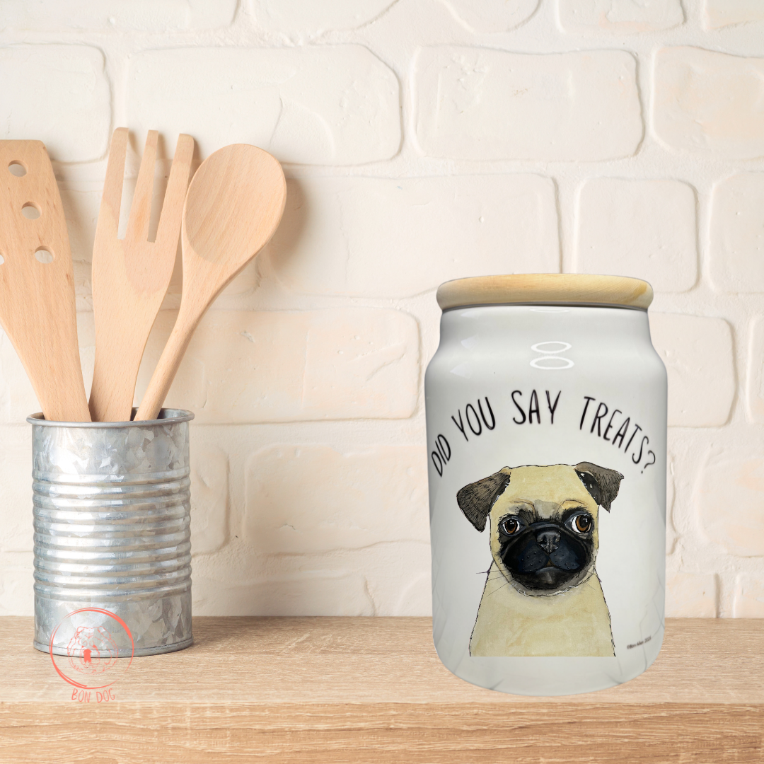 The Pug’s Treasure Chest: A Ceramic Treat Jar for Your Snorty Potato!
