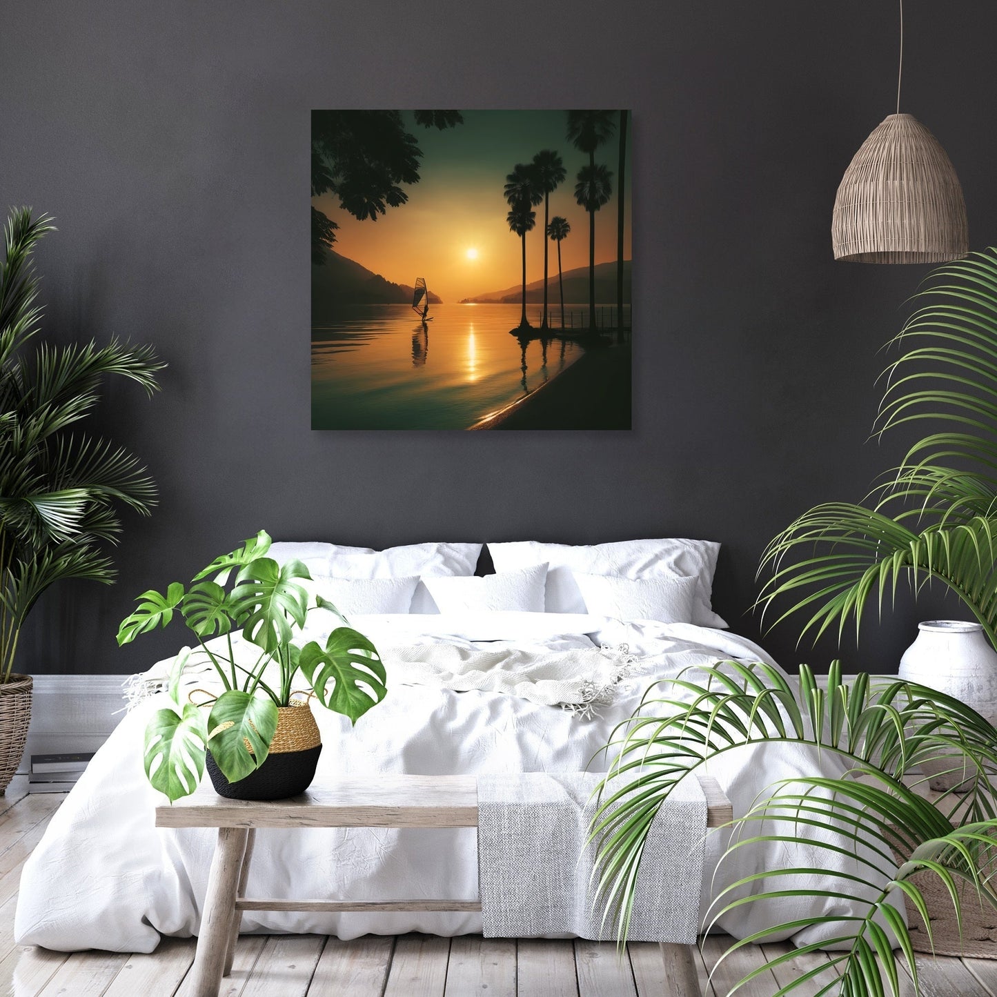 Lakeside Dusk Solitude Canvas