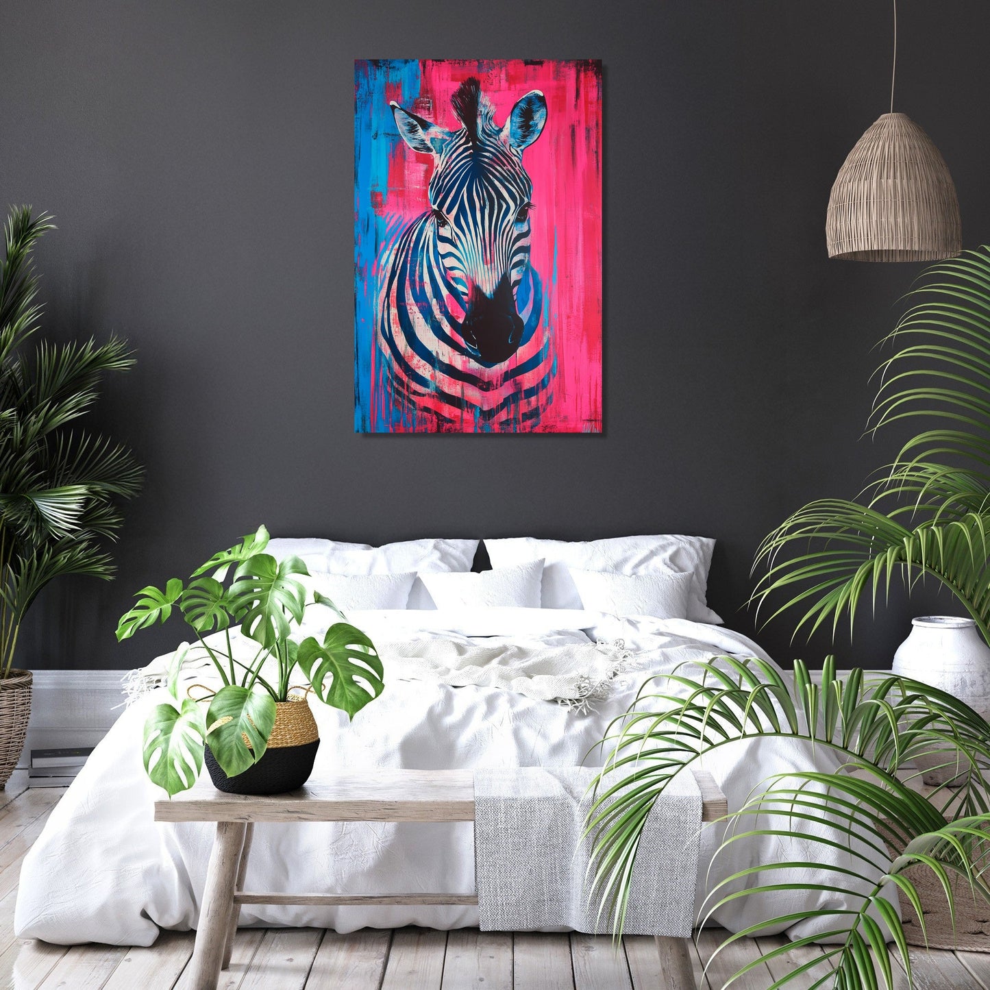 Vibrant Zebra Dance Canvas