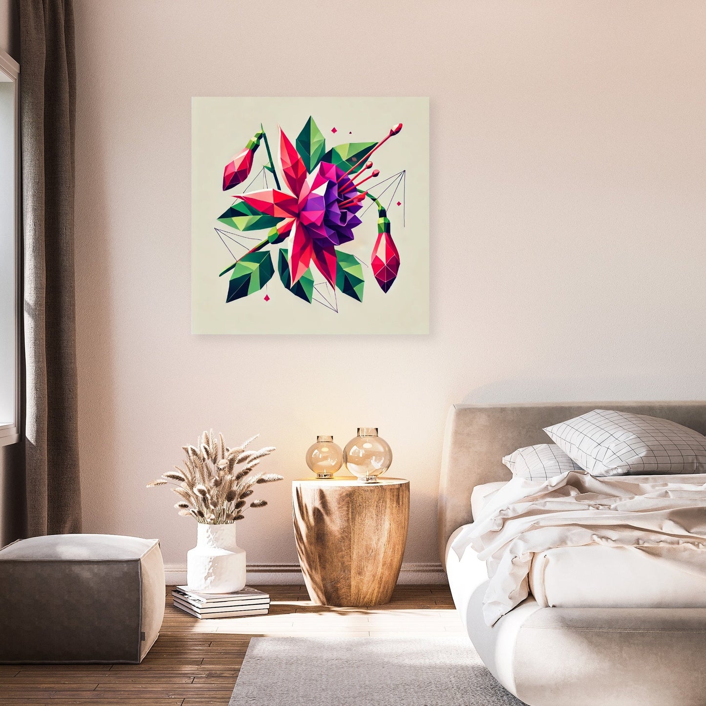 Geometric Fuchsia Blossom Canvas