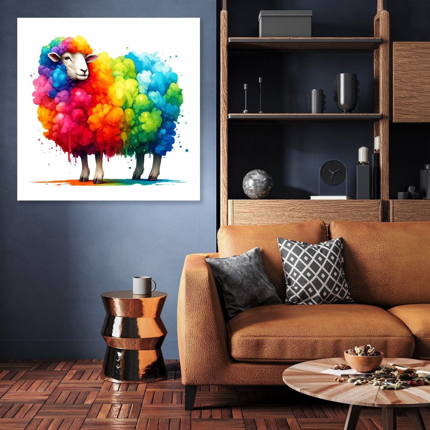 Rainbow Wool Sheep Canvas
