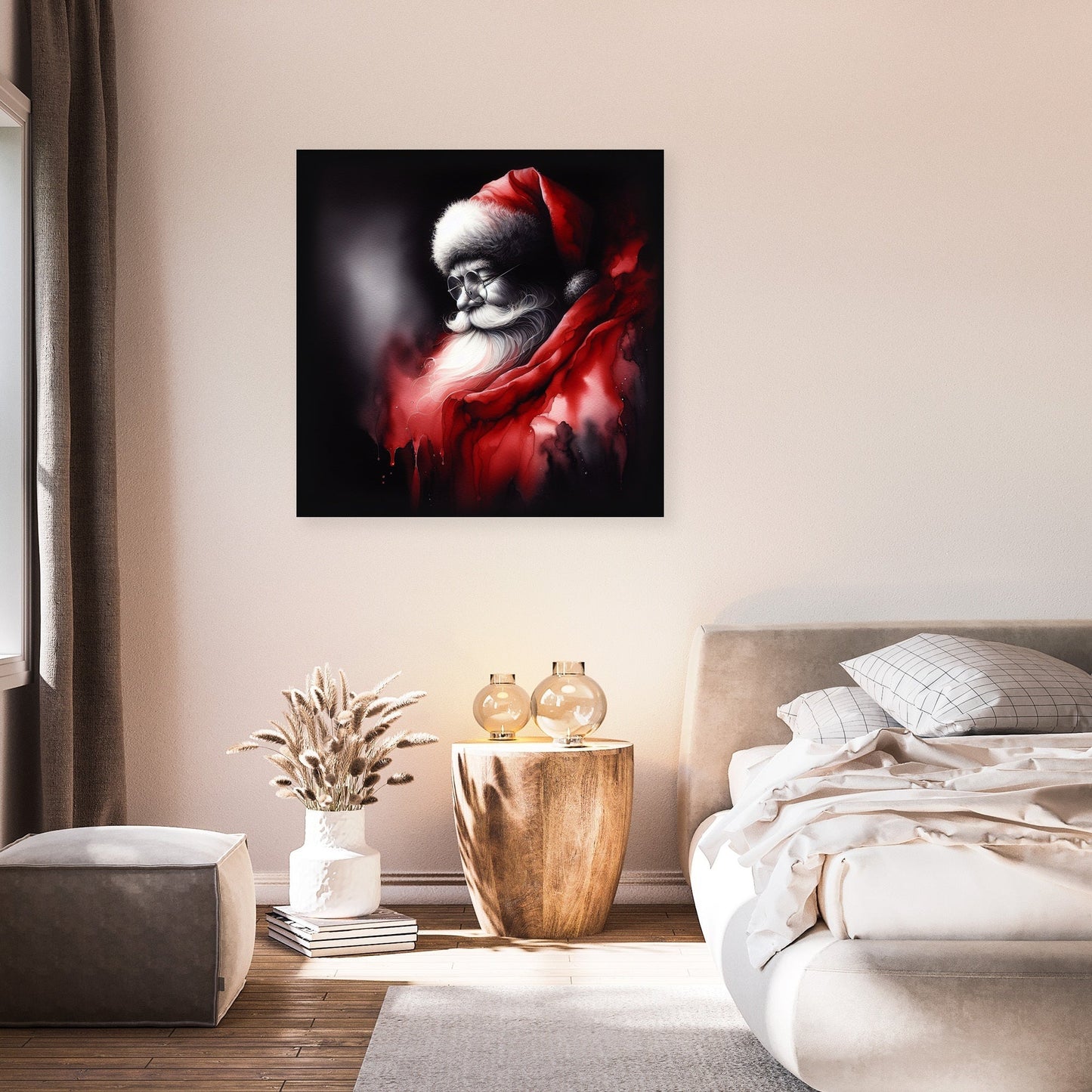 Santa's Melancholy Christmas Canvas